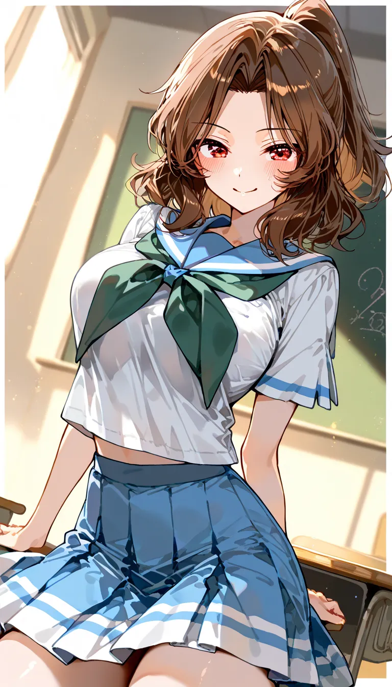 (beautiful girl : 1.3),1 girl,(Sapphire Kawashima),(Kitauji High School Uniform),Smile Yan,Embarrassing,Blush,classroom,dynamic angle,masterpiece,top quality,Rich Contrasts,High Definition,8k,High Definition CG Unit Wallpaper,Textures,信じられないほど不条理,RAW pictures,Deep Border 1 .2,very detailed
