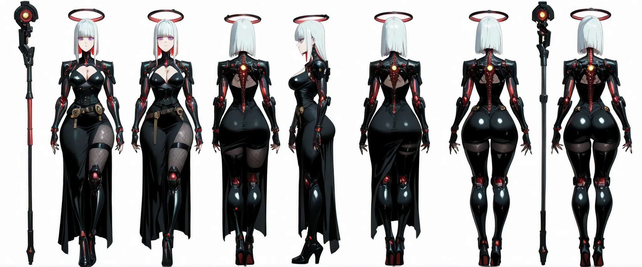 1:1 masterpiece, best quality, amazing quality, latest, very aesthetic, [[ 1 girl, she has bionic arms and wears a long cyberpunk gothic necromancer dress,[[Cyber long necromancer]] the dress has a slit on the sides and allows you to see her leg, she wears...