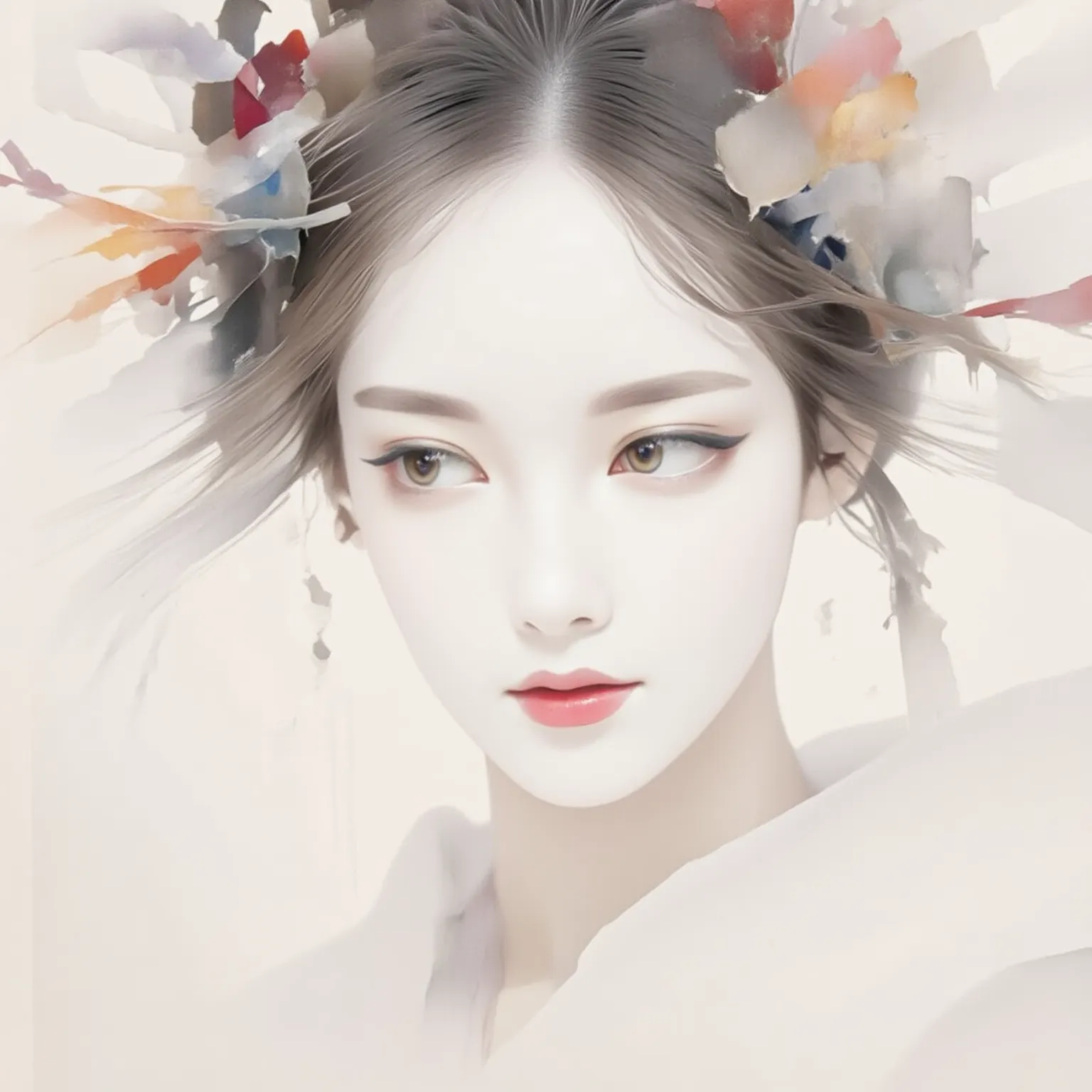 Japanese painting combined with the watercolor painting portrait of a maiko,portrait 