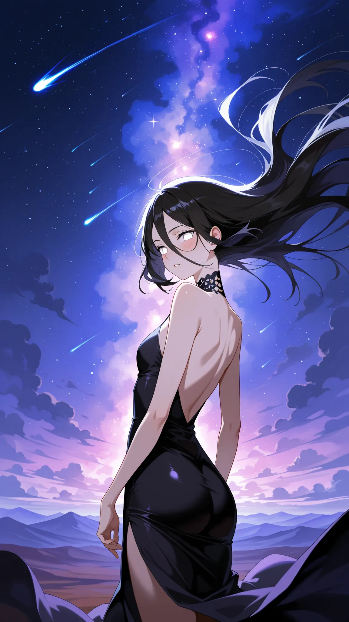 BREAK (masterpiece:1.2), best quality, high resolution, unity 8k wallpaper, (illustration:0.8), Long empty desert road stretching into the distance under a vast, colorful night sky filled with countless sparkling stars and multiple vibrant planets visible,...