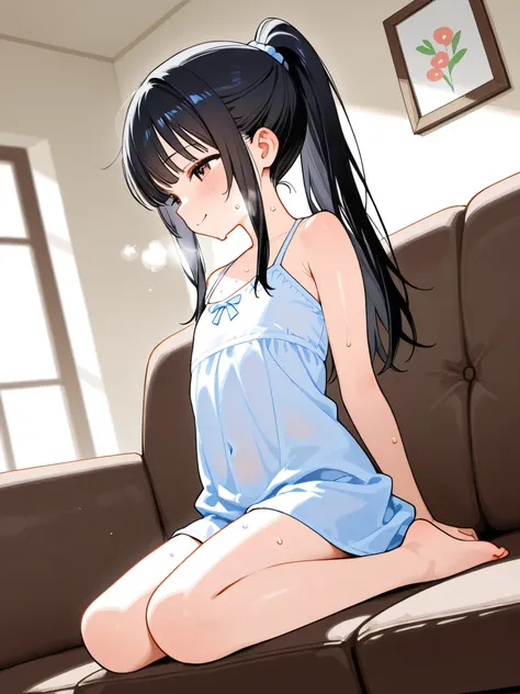 top quality、High Definition、elementary school student、younger sister、flat chest、Chest、Chestを摘まむ、Highly Exposing Dress、shyly、Prejudice 、sweated、sweaty、Smile Yan、black hair、long hair、ponytail、(Breathing)、and look, jaws to be fertilized、Show your neck、Movemen...