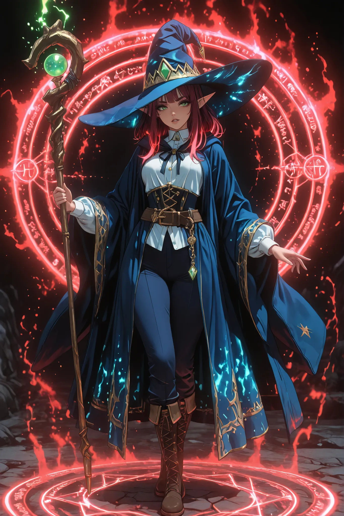 A character reference concept art in a realistic mature anime belnd  with subtle 3d cel shading, studio lighting sharp glowing highlights , strong rim light, dramatic backlight soft defused frontal light and strong light glow from below casting sharp shado...