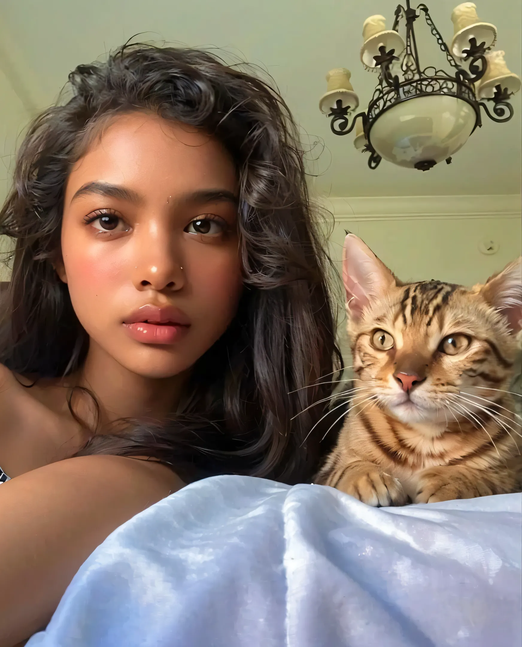 leogirl, Cute dark-skinned girl, long tousled cabelo branco, Biting Her Lips, seductive forward leaning, pele delicada, rosto delicado, real, realistic, uma garota,cabelo branco,fundo azul,upper body, (((pele escura))), (((cabelo branco))), (((de pele escu...