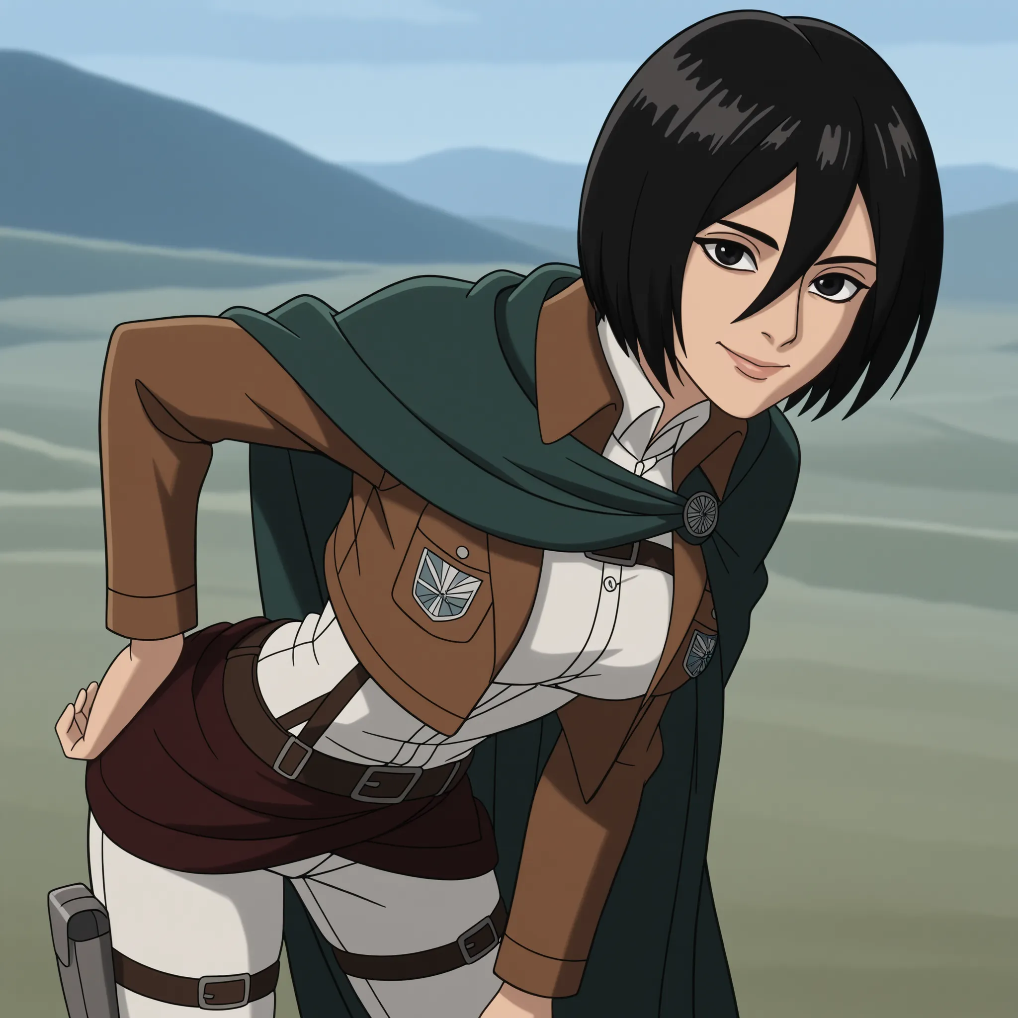 DisneyClassics disney  score_9, score_8_up, score_7_up, source_anime, <lora:mikasa-ackerman-s1-ponyxl-lora-nochekaiser:1>, mikasa ackerman, black hair, black eyes, short hair, hair between eyes, mature female, medium breasts,, <lora:paradis-military-unifor...