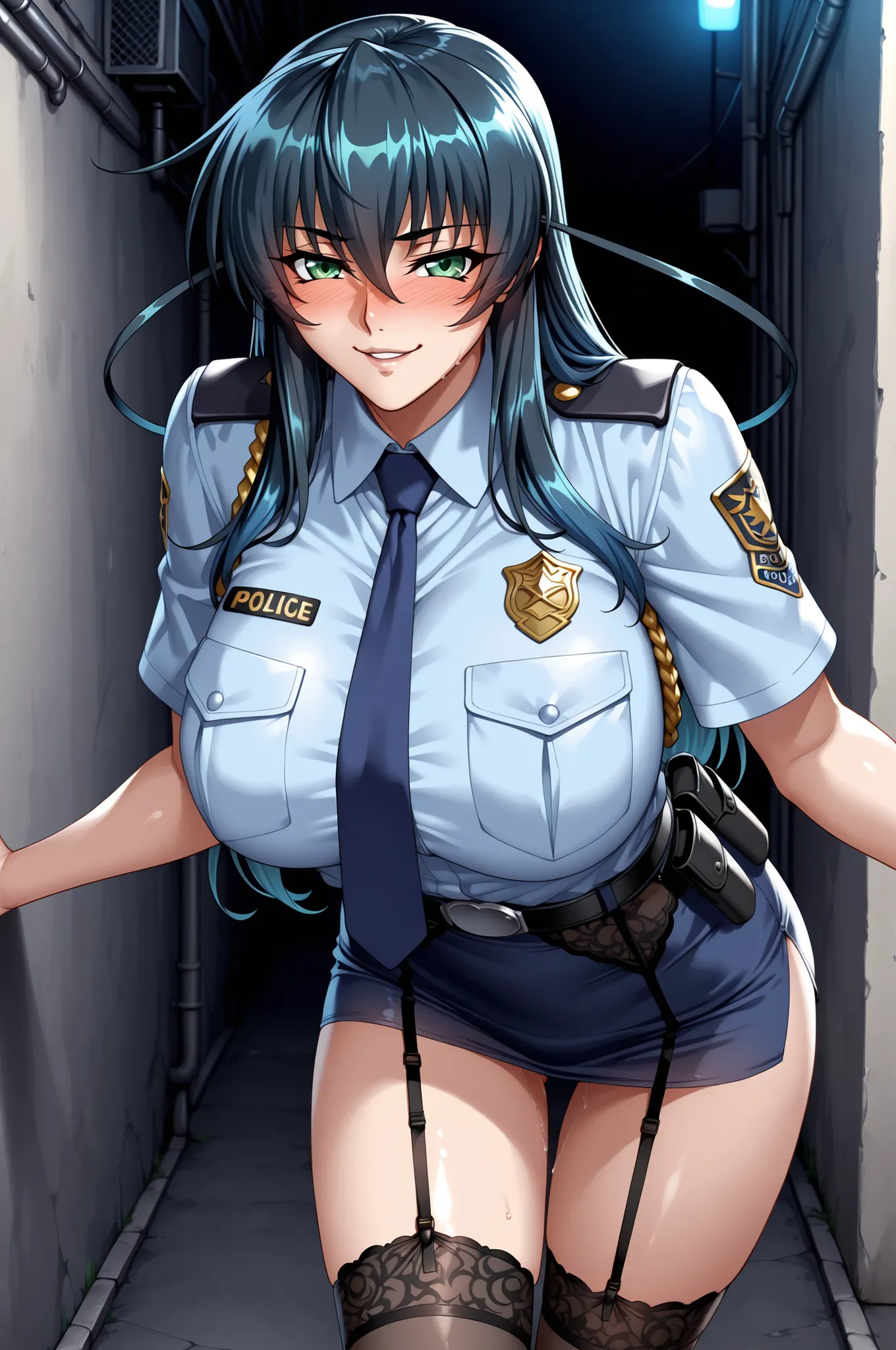 source_Taimanin,
highly detailed eyes, perfect eyes, feminine, cowboy shot, 
top quality, details, Newest, AI-generated, ultra high resolution, 
curvilinear, anatomically correct, detailsな肌, less eye blow, blush, standing, leaning forward, Wicked Smile, bl...