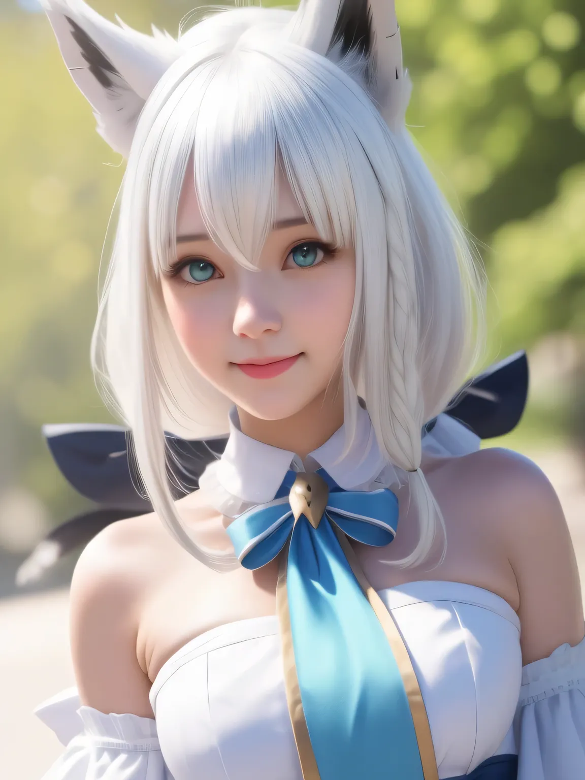 a adorablely cute and young adult woman, making eye contact, upper body, [cosplay, alluring, charming, confident, passionate, luscious], [main outfit]