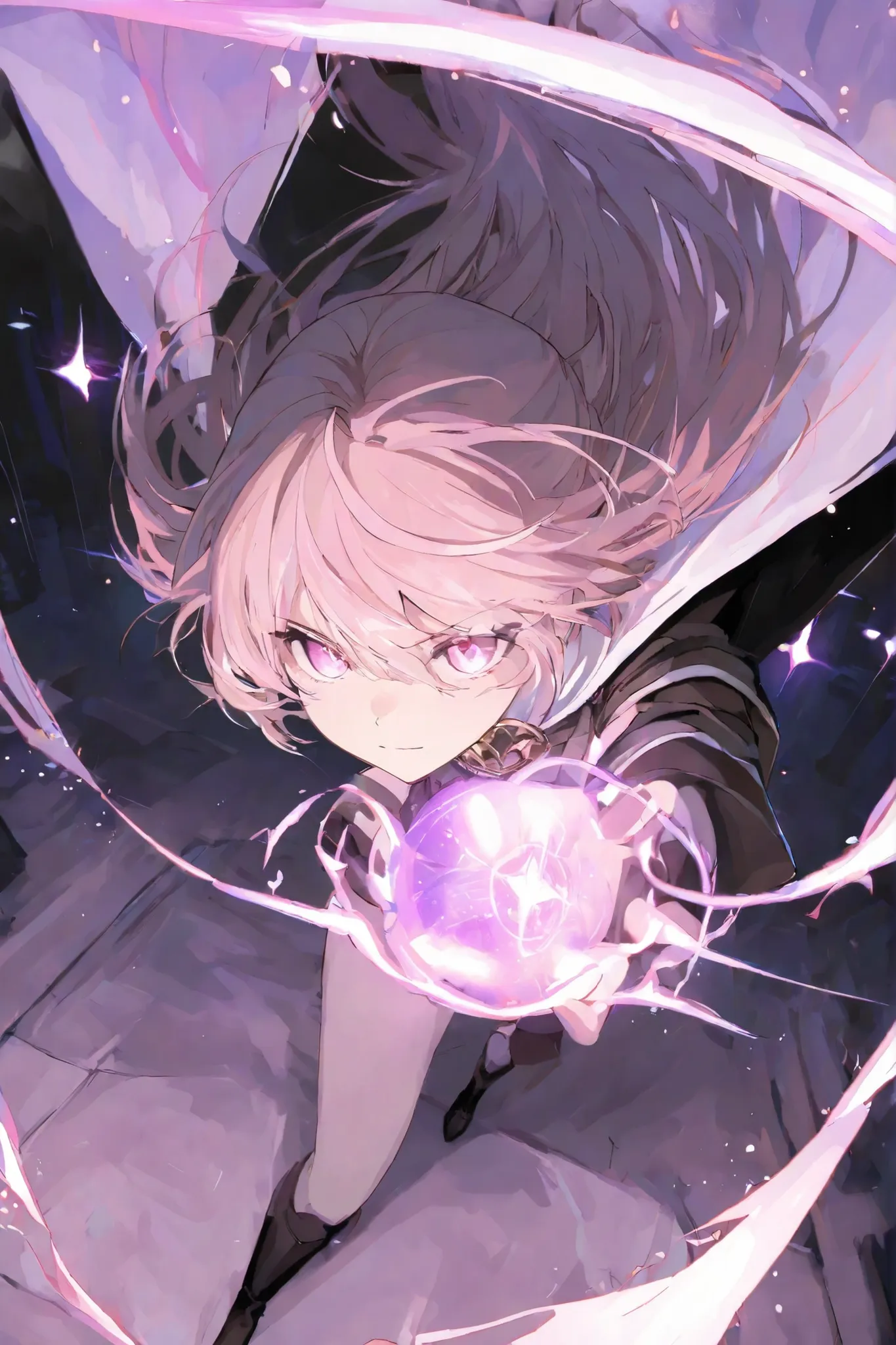 masterpiece, best quality,1 girl ,best quality,heroic pose,dynamic angle,dynamic background,with epic light effect, high angle shot,like CCTV footage, outward flow of magic or particles, face clearly visible, character illuminated from within,mirror magic,