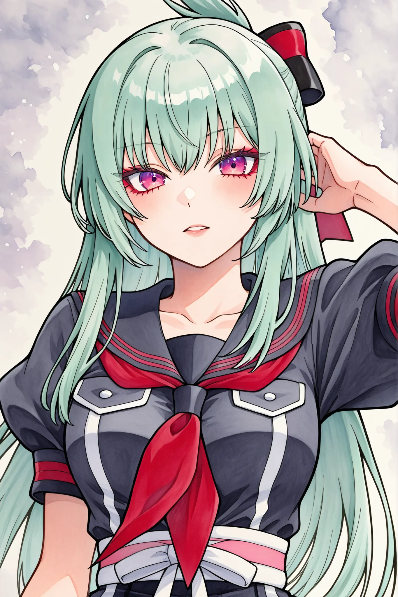 solo, kanzaki_saya, Shigure、hope、high school girl、school uniform、Mysterious Illustrations、Professional Illustration、Watercolor Pencil Illustrations、detailed illustration, perfect face,