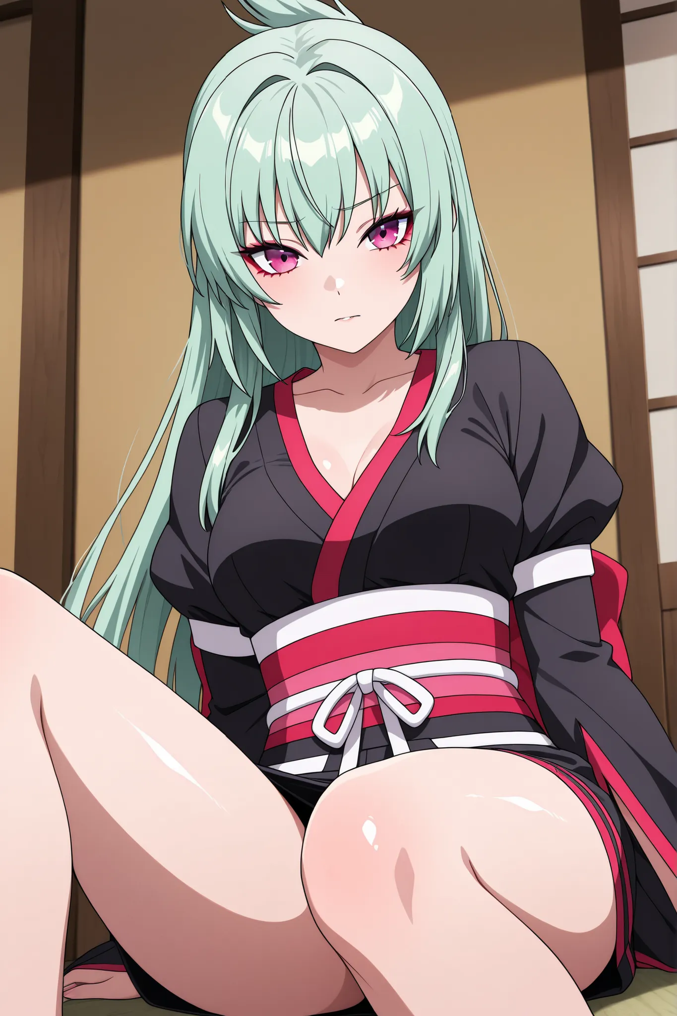 masterpiece, best quality, amazing quality, very aesthetic, absurdres, newest,shiny skin, anime screenshot, anime coloring, solo, kanzaki_saya, Shigure、hope、beautiful, beautiful kimono, Mysterious Illustrations、Professional Illustration、Watercolor Pencil I...