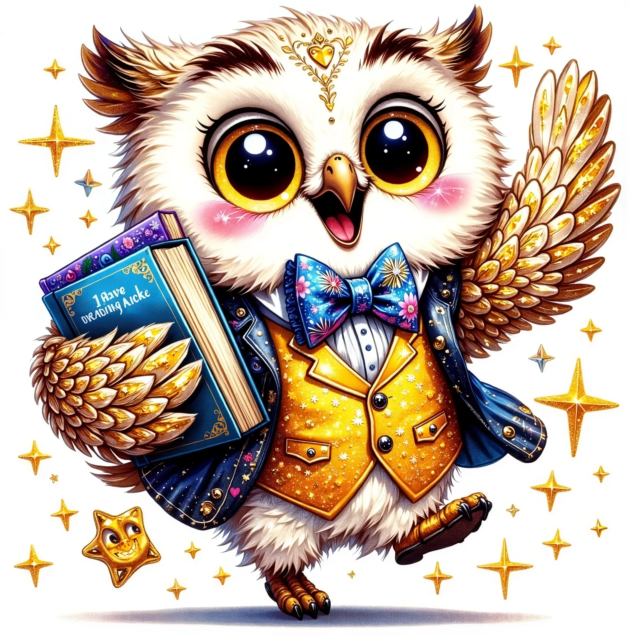 glitter, sparkles (extremally detailed hi-rez and realistic ideal silk glossing hairs and goldglitter shine detailes: 1.5) a quirky crazy happy expressive emotions by pixarand Zootopia,glossing vibrant vivid, color-metallicgoldlines-inkblacklines, waterco...