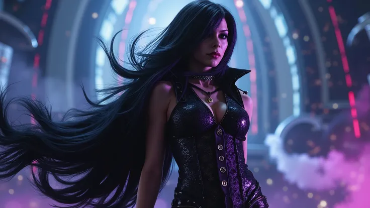 bayonetta A mesmerizing and bold woman with cinematic flair, exuding confidence in glamorous outfits.