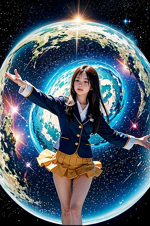 Akihiro Yamada, Cecil Walton, Theodor Kittelsen, Frank Frazetta, Franz Stassen, Surrealism, Mystery, Weird, Fantastic, Fantasy, Sci-fi, Fantasy, Japanese Anime, Second-class celestial body shines in space like a glass sphere, Old map drifting, Miniskirt be...