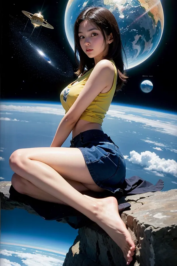 Akihiro Yamada, Cecil Walton, Theodor Kittelsen, Frank Frazetta, Franz Stassen, Surrealism, Mystery, Weird, Fantastic, Fantasy, Sci-fi, Fantasy, Japanese Anime, Second-class celestial body shines in space like a glass sphere, Old map drifting, Miniskirt be...