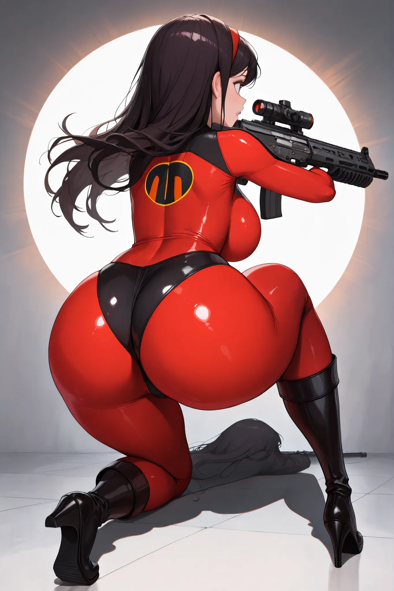 (extremely detailed CG Unity 8K Wallpaper, Masterpiece, best quality , Super Fine), (Optimal lighting, best shadow , Extremely Exquisite Beauty)masterpiece, best quality, absurdres, highres, newest, 1girl, solo,  nikkeaiming, full body, from behind, facing...