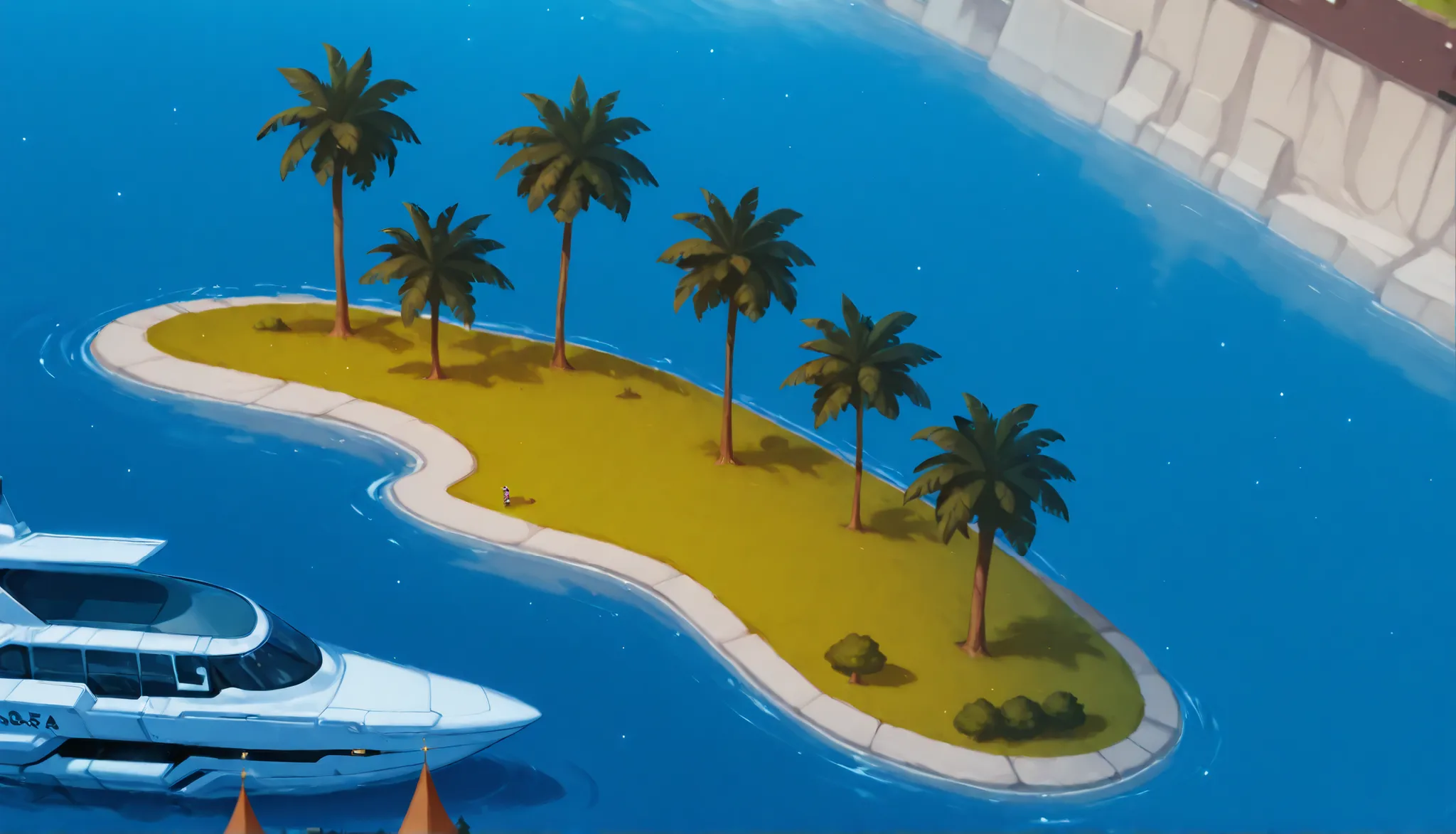 ((location)). ((no piople)), Isometric game for upgradeable city-builder, ((современный остров)) ((modern, expensive, with a backlight. elite)), ((море)), ((вода)), ((облака))