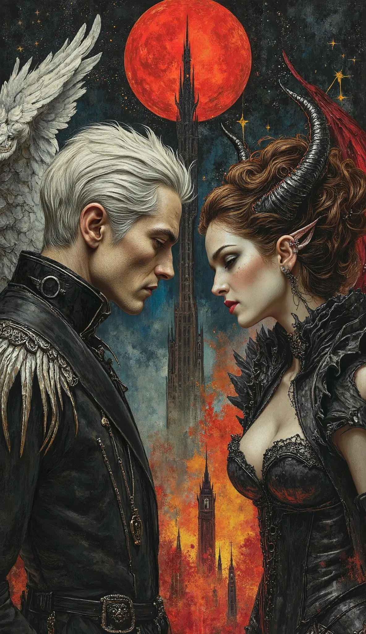 >(background: ink splatter, cubism-gothic), a surreal ancient dreamscape. VIVID dream-like depth.  layered illustration,  horror pin up pulp).(ultra hyperdetailed, max details:1.3), (atmospheric sense of depth:1.2), (hyperdetailed textures, extremely detai...