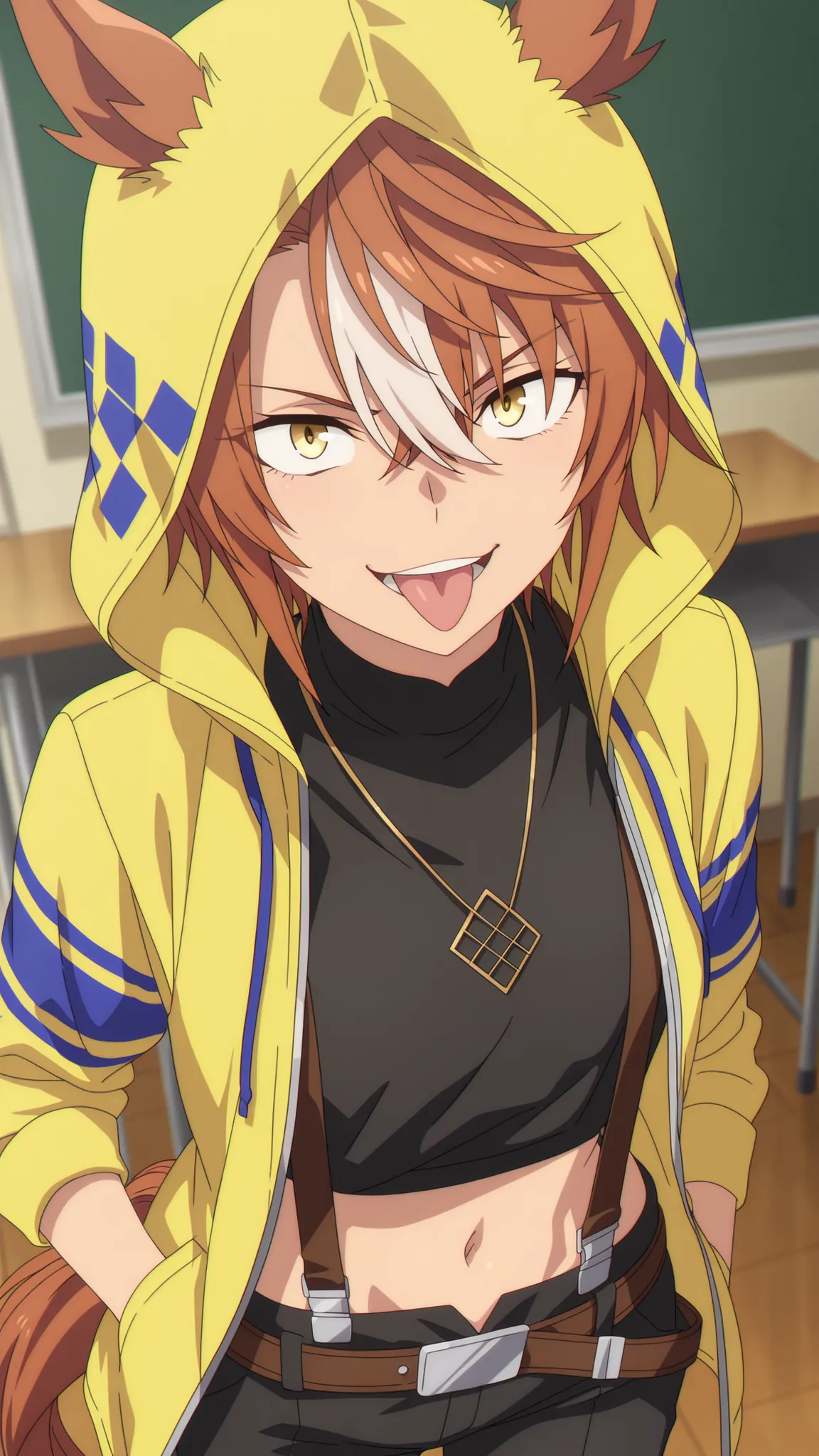 , Dictus Striker .Uma musume
High quality ,  best quality , masterpiece,  High Resolution , detailed face( LoRA: Dictus Striker ),anatomically correct, detailed hairstyle( LoRA: Dictus Striker ),anime Coloring
solo, 1 girl,
brown hair, streaked hair, short...