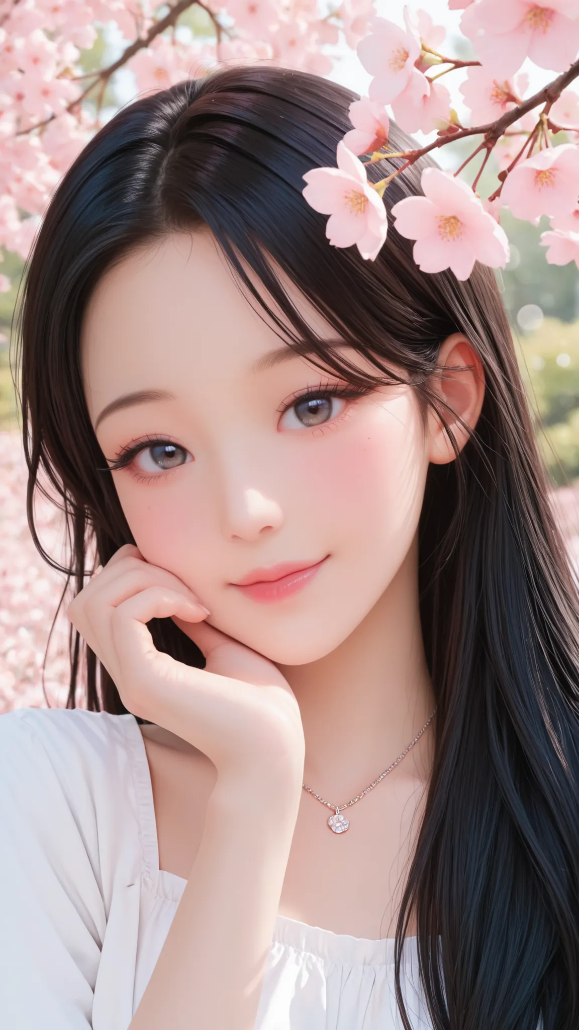 masterpiece, high quality, ultra-detailed 1girl, photorealism, JANG_ICE, wonyoung style, close-up shot,
korean female, pure innocent look, first love atmosphere,
long straight black hair, hair flowing in breeze,
clear smooth skin, bright eyes, natural make...