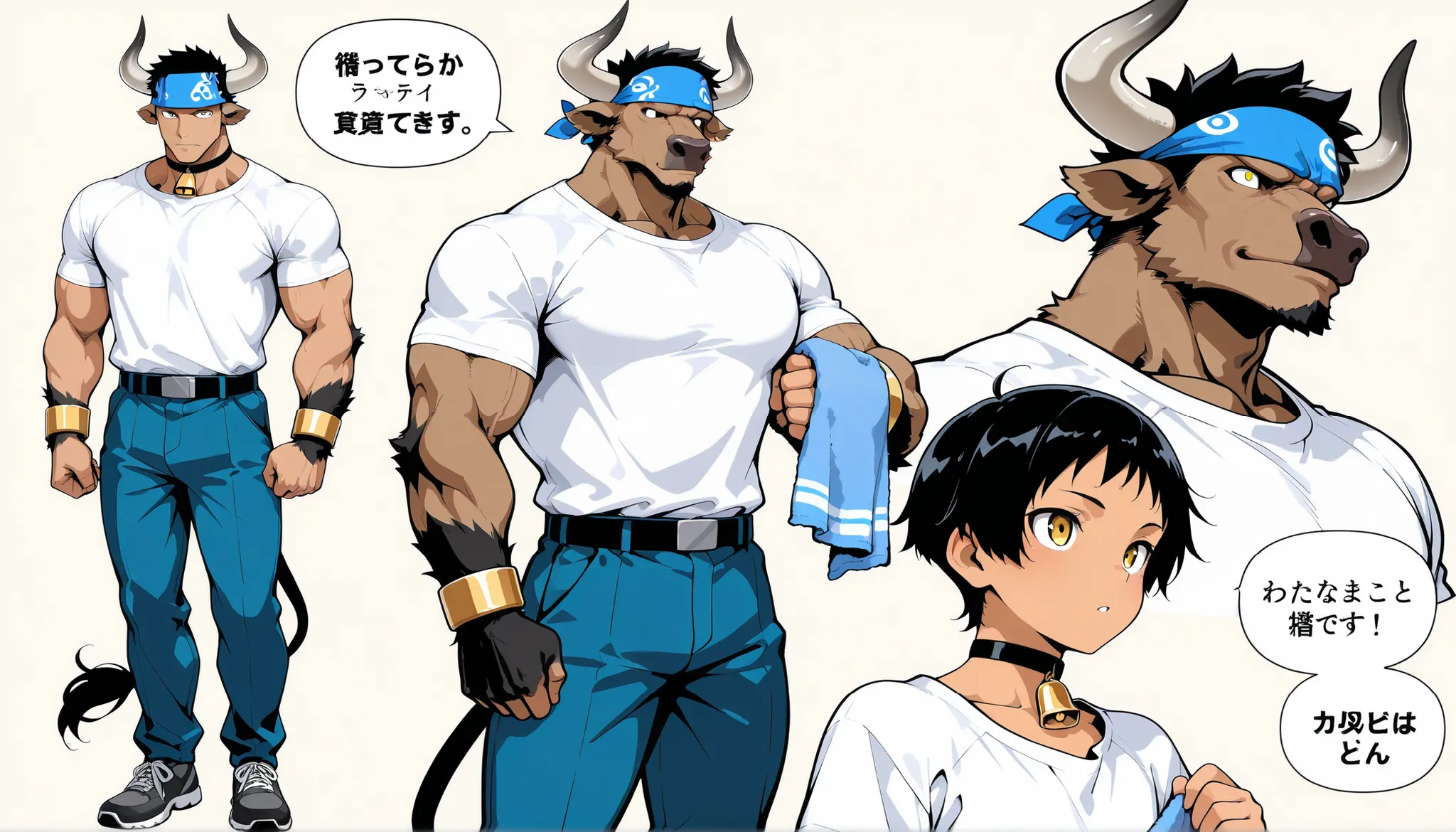 (masterpiece, best quality, high quality,8k,) Create a character design sheet featuring a three-view (front, side, and back) layout of an animatrous 
 BREAK . BREAK　  1 beautiful-man(15 yo) chef muscular (flat-chest:1.4) (black-short-hair:1.4) yellow-eyes ...