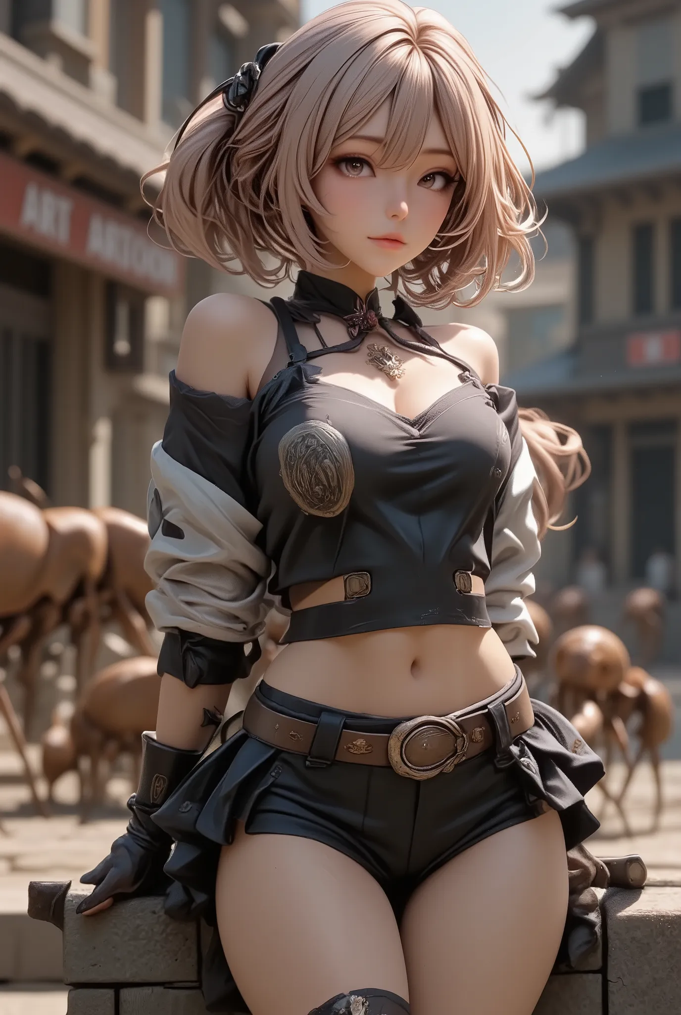 masterpiece, best quality, ultra-detailed, anime style, heroic female warrior, standing bravely against a massive swarm of ants, epic battle scene, strong and determined expression, wind blowing through her hair, sword in hand, dramatic lighting, backlight...