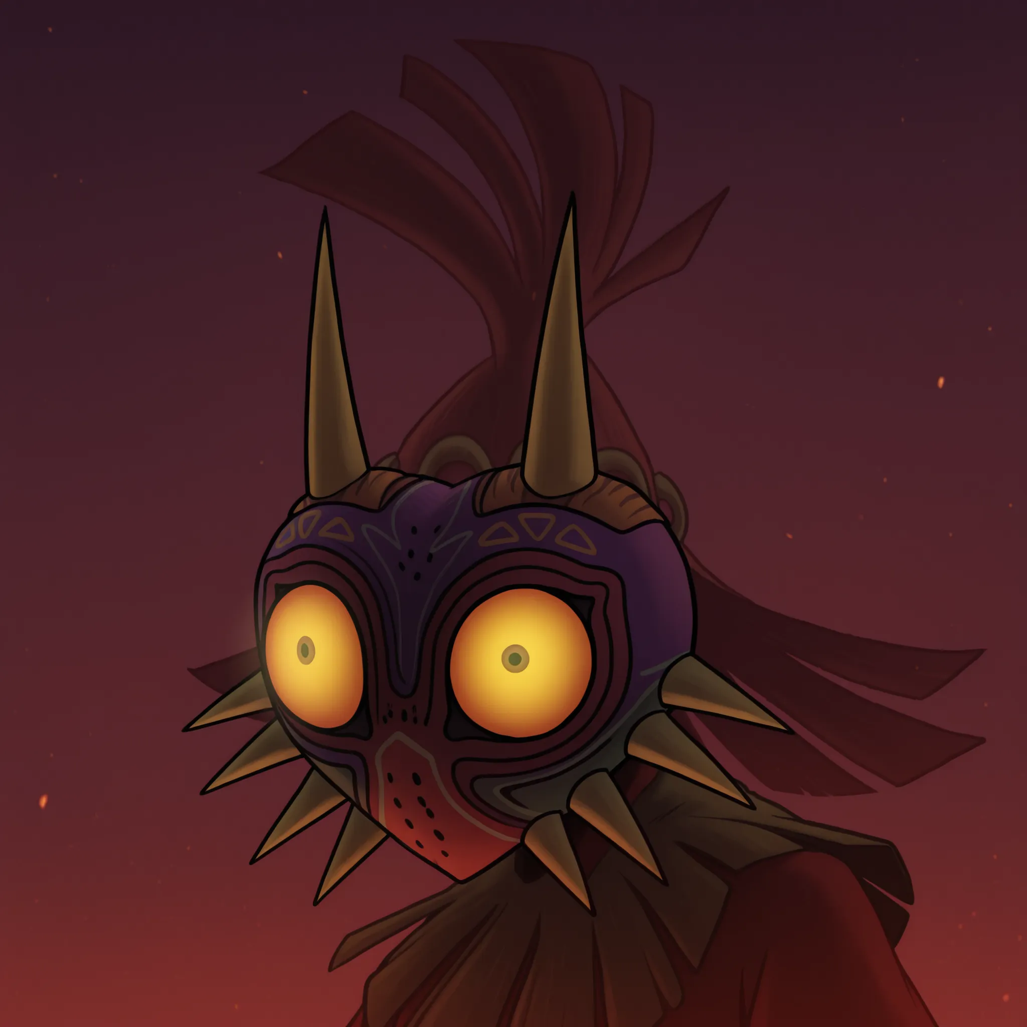 DisneyClassics disney zzMajora, ,zzMajora, spikes, yellow sclera, solo, 1boy, horns, glowing eyes,