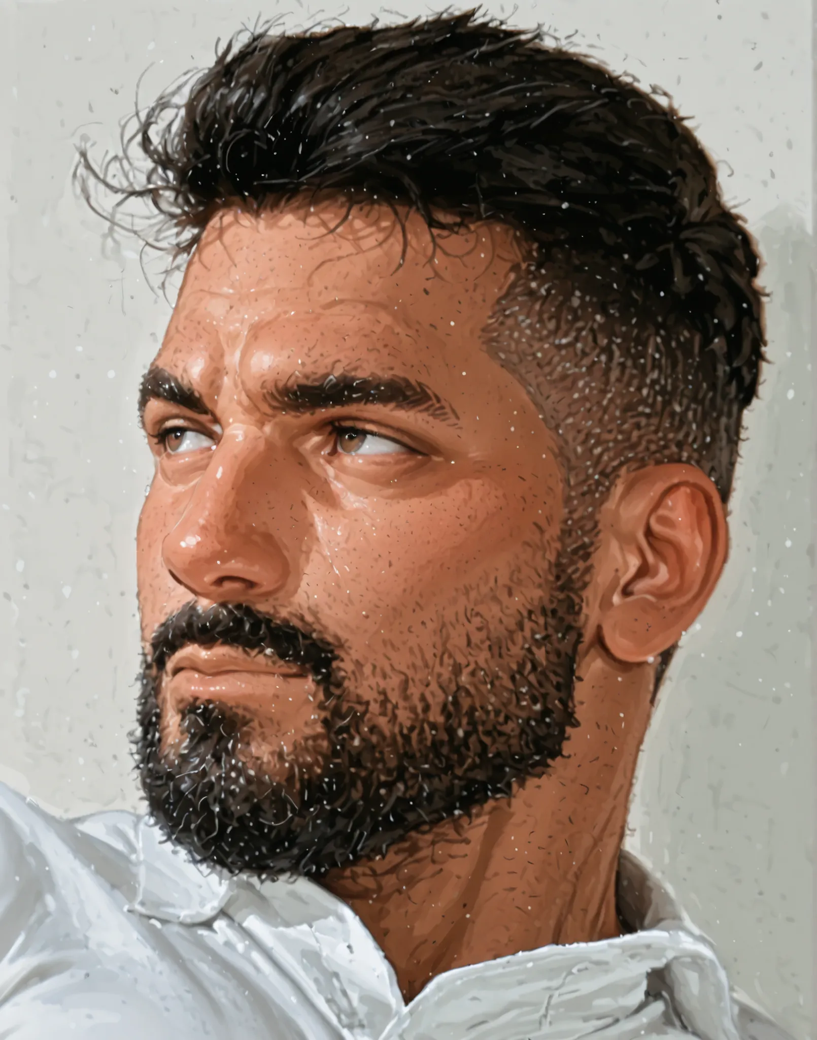 muscular,traditional media, realistic, , male, bara, gay, 1man,  covered nipples, puffy nipples, handsome male, Masterpiece, best quality, male, huge ass, huge beefy muscular, gay men, handsome face, thick body, huge chest, big chest , man, bara, perfect b...