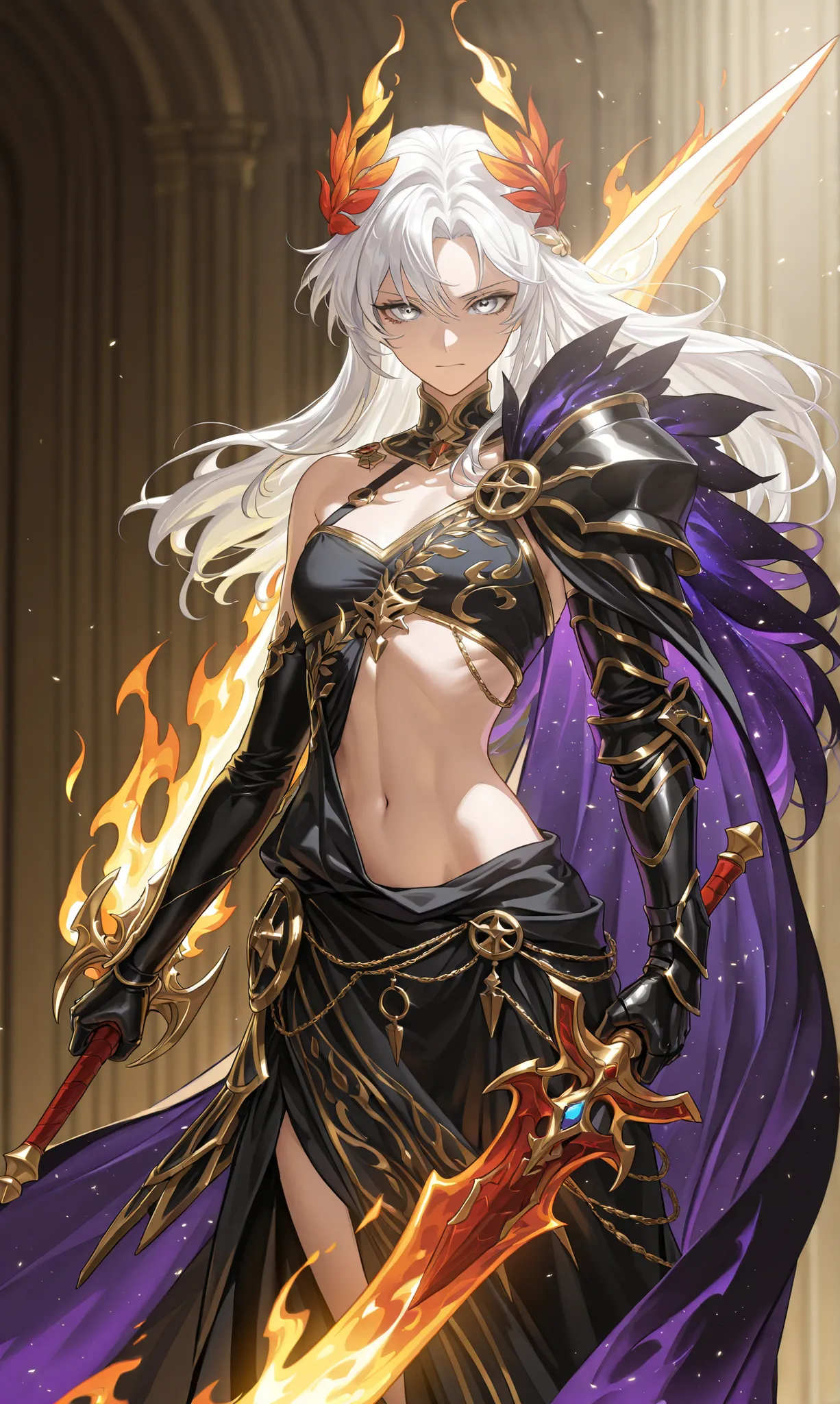 (upper body focus, medium shot:1.22), dynamic pose, three quarter shot, looking at viewer, mature, 1girl, solo, mature, masterpiece, best quality, amazing quality, very aesthetic, high resolution, ultra-detailed, dramatic lighting, absurdres, scenery, gold...