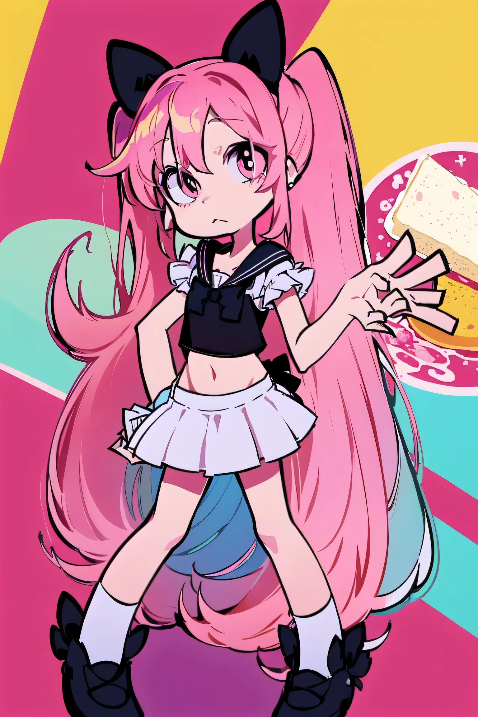 absurd, high resolution, (Anime tone: 1.1), ((master of peace)), ((mejor calidad)), (Super detailed), (beautiful), Alone, beautiful face, (get up), Pretty girl on the sandy beach, viento, light pink hair, pigtails, pigtails in a high position, long hair, l...