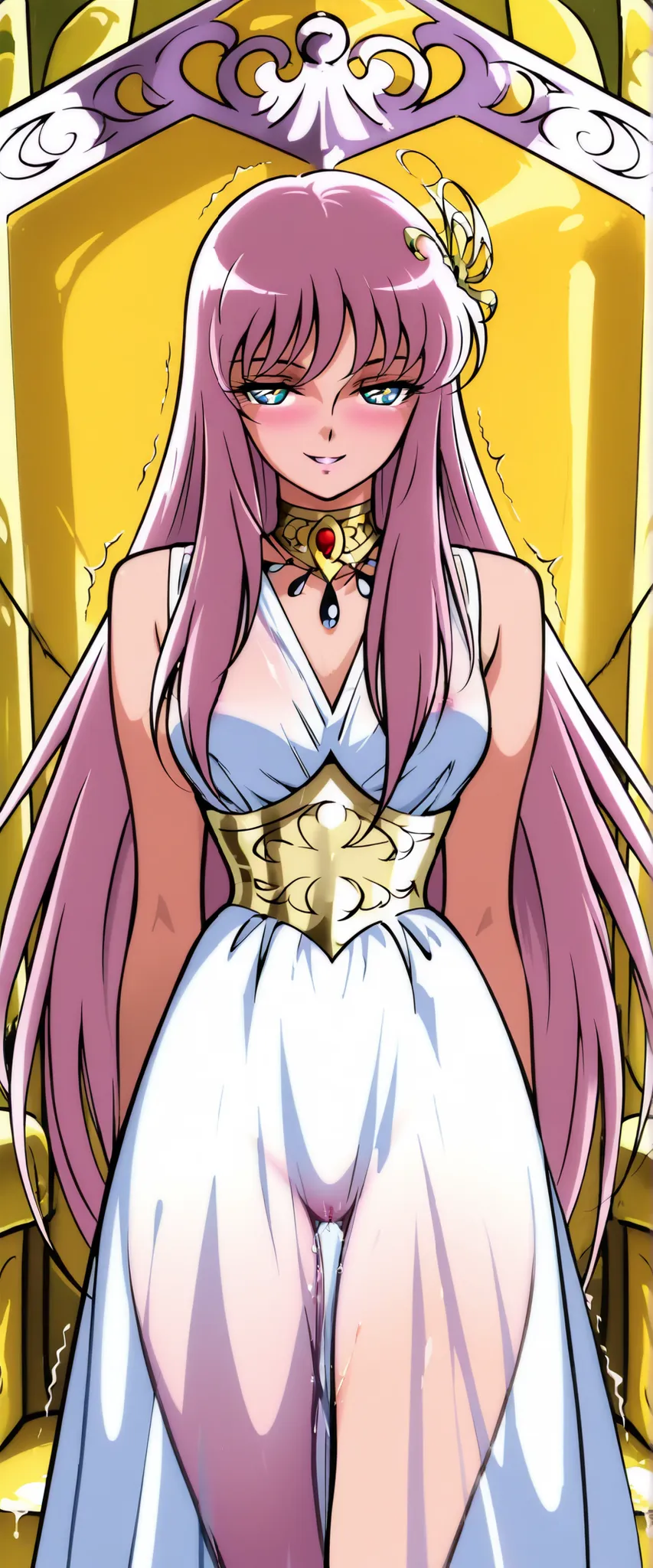 score_9, score_8_up, score_7_up, 2010s style,saint seiya omega,Anime Coloring,BREAK,(nsfw:1.3), 1girl,solo, athenakido, Body silhouette, (see-though:1.5),(see-though sleeveless dress:1.8), athena accessories, nude, dress made of transparent material,see-th...