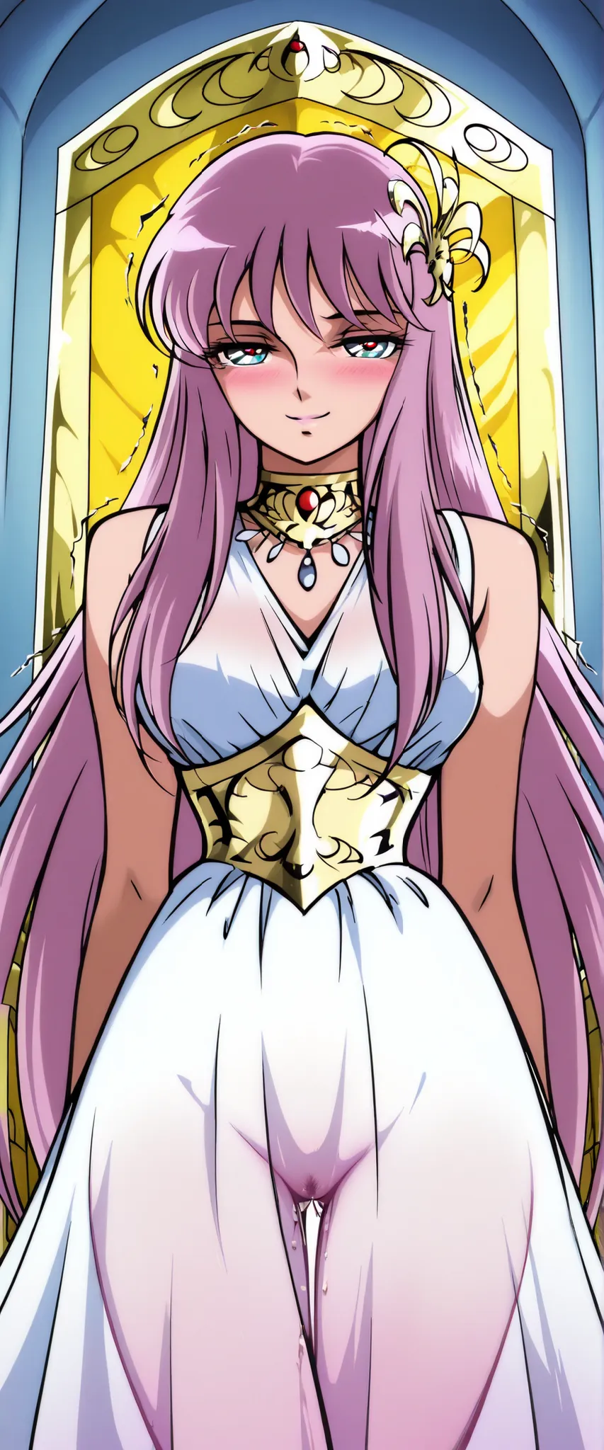 score_9, score_8_up, score_7_up, 2010s style,saint seiya omega,Anime Coloring,BREAK,(nsfw:1.3), 1girl,solo, athenakido, Body silhouette, (see-though:1.5),(see-though sleeveless dress:1.8), athena gold accessories, nude, dress made of transparent material,s...