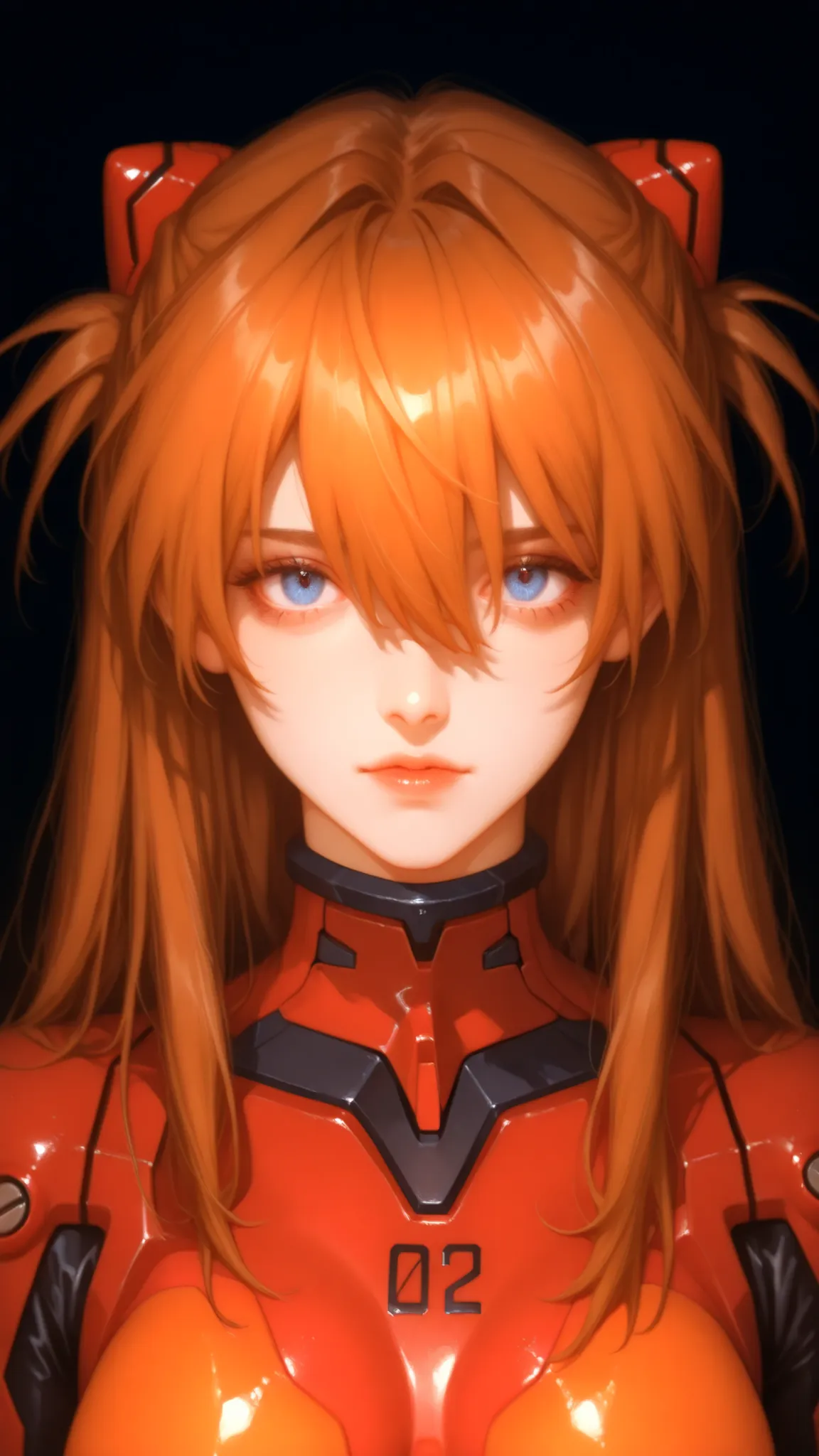 souryuu_asuka_langley,A vibrant and pure EVA Rei Ayanami，Portrait，Dark red scene，Light-colored short hair，Highlighting the messy beauty of dynamic hair，super good-looking，Texture texture，fuzzy smudging，High noise ，film grain texture，Minimalist style，Soft F...
