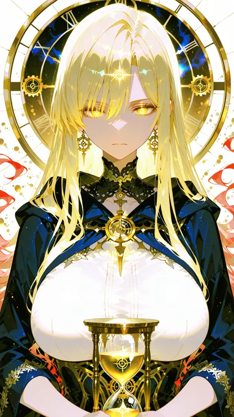 Refined Realistic Style(0.8), Master Level,Extreme Details,professional post-processing,Masterpiece,anime style(1.2),best quality,high resolution,8K,1 Female, Supernatural Mage, ((Upper Body View)), Mature female, serious, long flowing hair, white, blonde ...