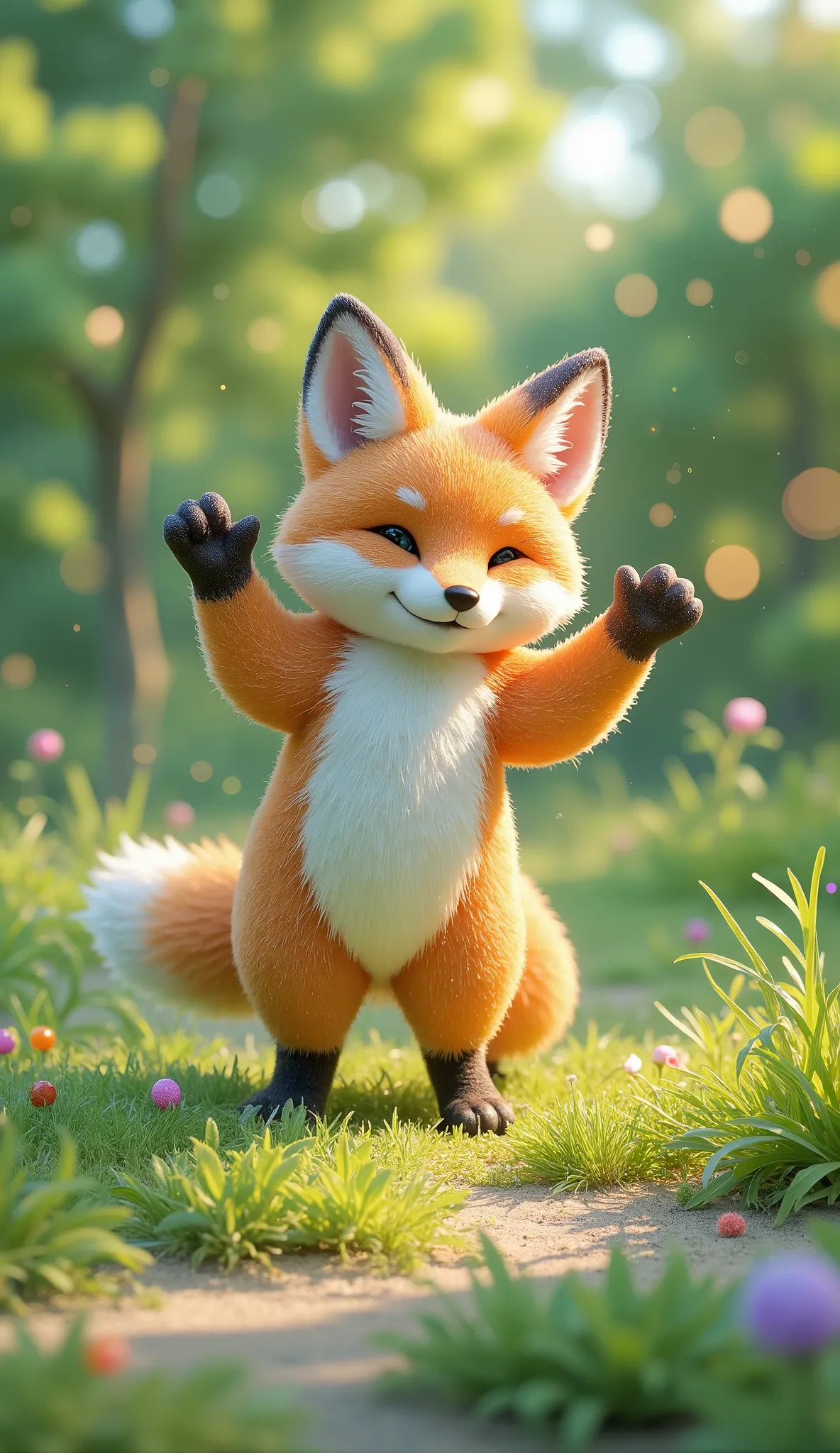 Fox,full body,dancing,real,illustrations,FOX,Soft Expression, coat texture ,graceful standing posture,Grassland scenery,In the sunshine,4K,High Quality,realな質感,Detailed,Realistic,Seimitsu,Professional,vivid colors,Aggressive Composition