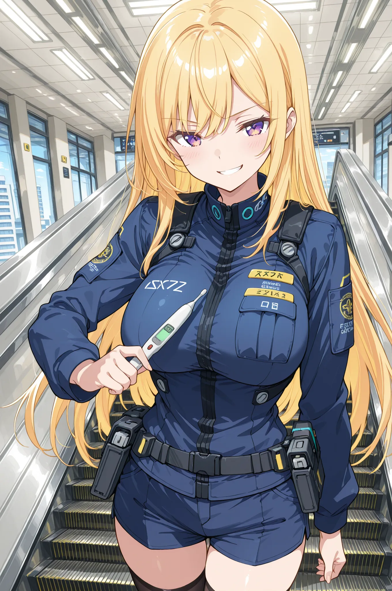 escalator_handrail_temperature_equalization_technician_scene:
  base: masterpiece, anime artwork, score_9_up, 1girl, 20yo Japanese woman, from an angle, upper body shot, detailed flat anime style
  BREAK
  hair: (golden blonde hair:1.3), semi-long hair wit...