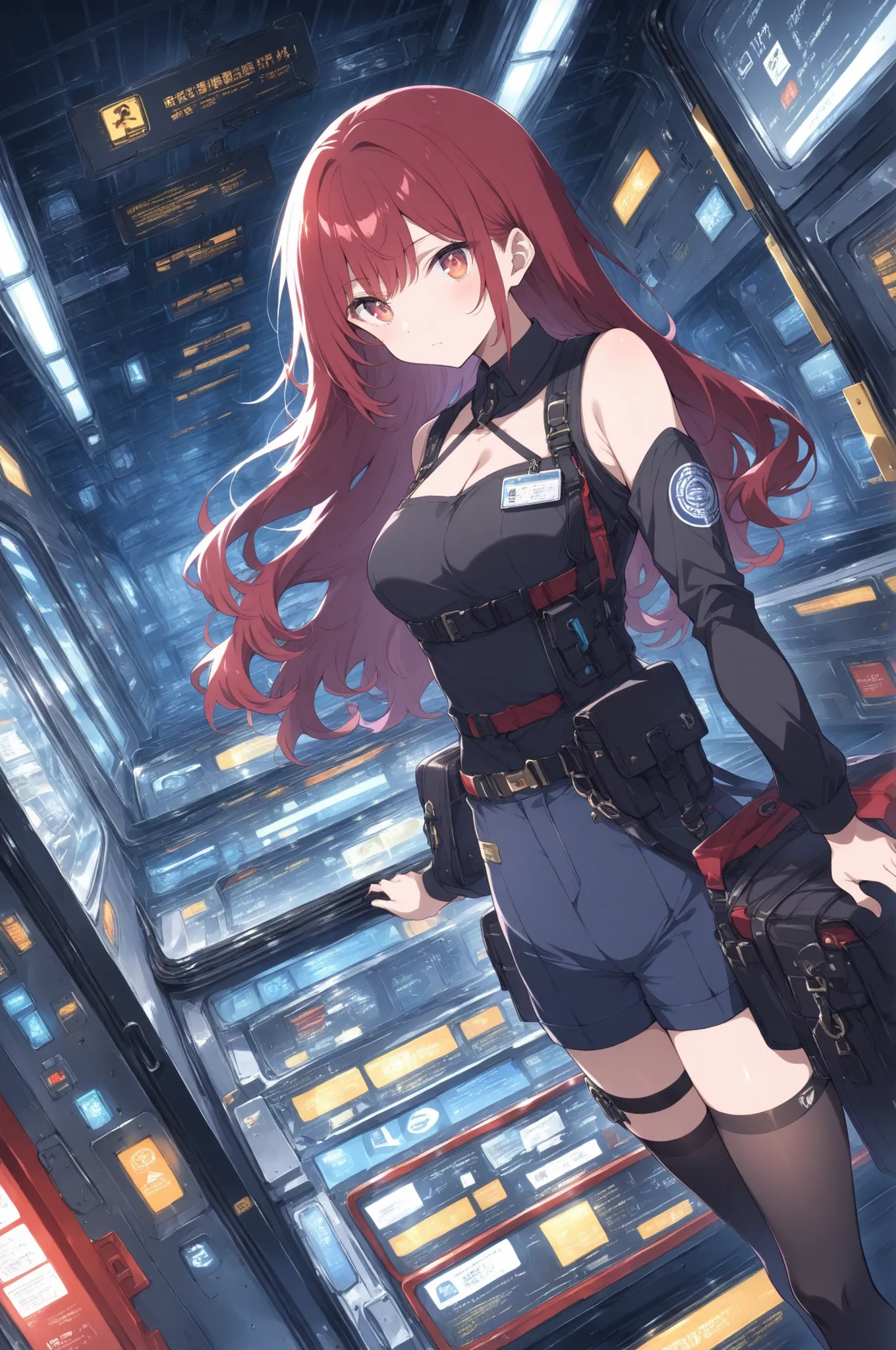 train_overhead_rack_lost_item_organization_scene:
base: masterpiece, anime artwork, score_9_up, 1girl, 20yo Japanese woman, from an angle, upper body shot, detailed flat anime style
BREAK
hair: (deep red wine hair:1.3), curly hair with transit dust h...