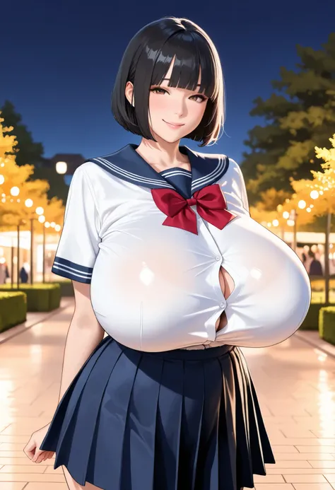 (masterpiece, details, top quality, 8K, [realistic], absurd:1.2), Japanese Women, 1 high school girl, Beautiful Character Designs, Plain face, (black hair, middle hair, bob cut, blunt bangs),  美しくdetailsな目の描写, Expressive Eyes, brown eyes, Japanese woman wh...