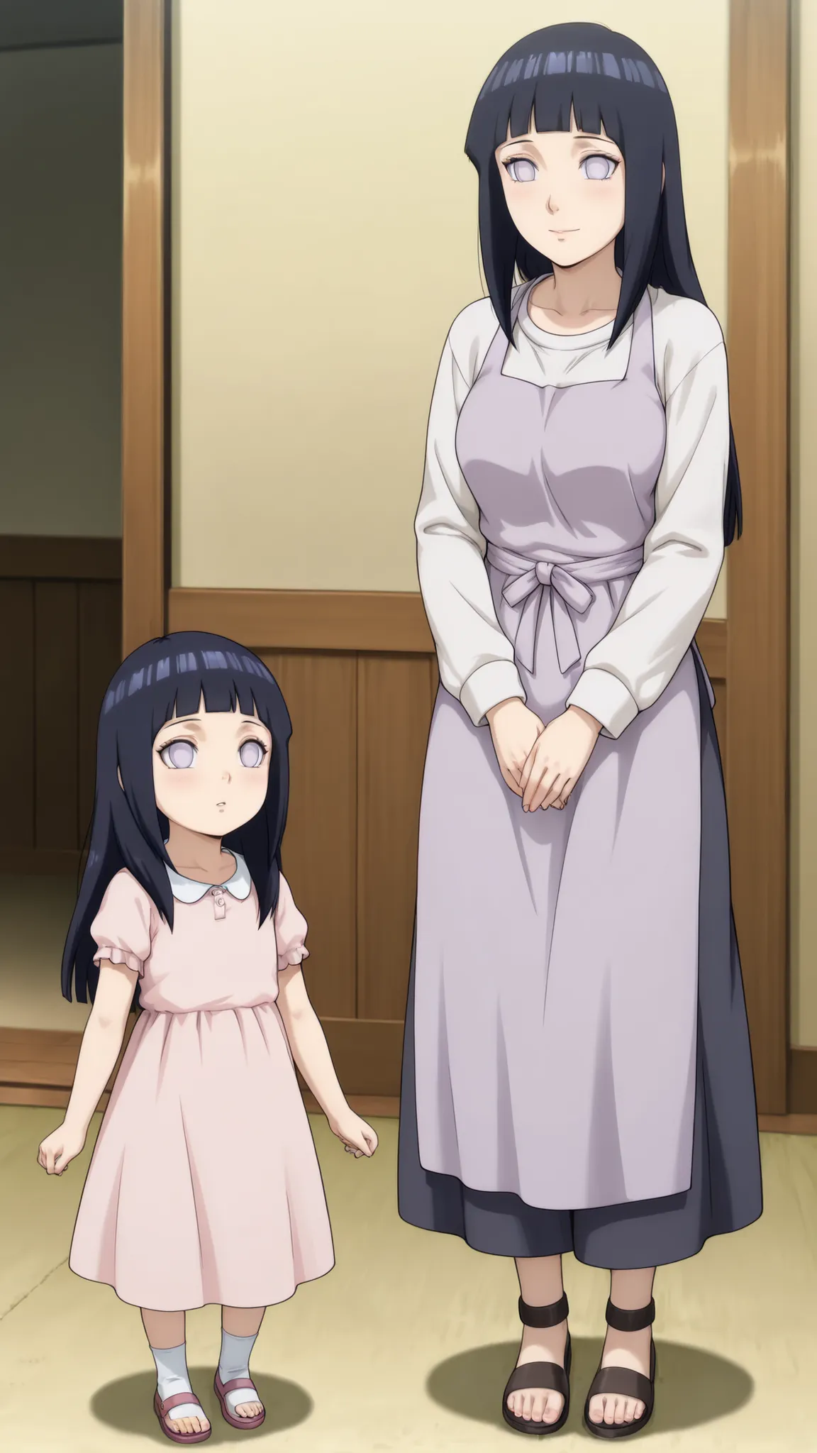 hyuuga hinata, mother_and_daughter, 2girls, aged_down, slf