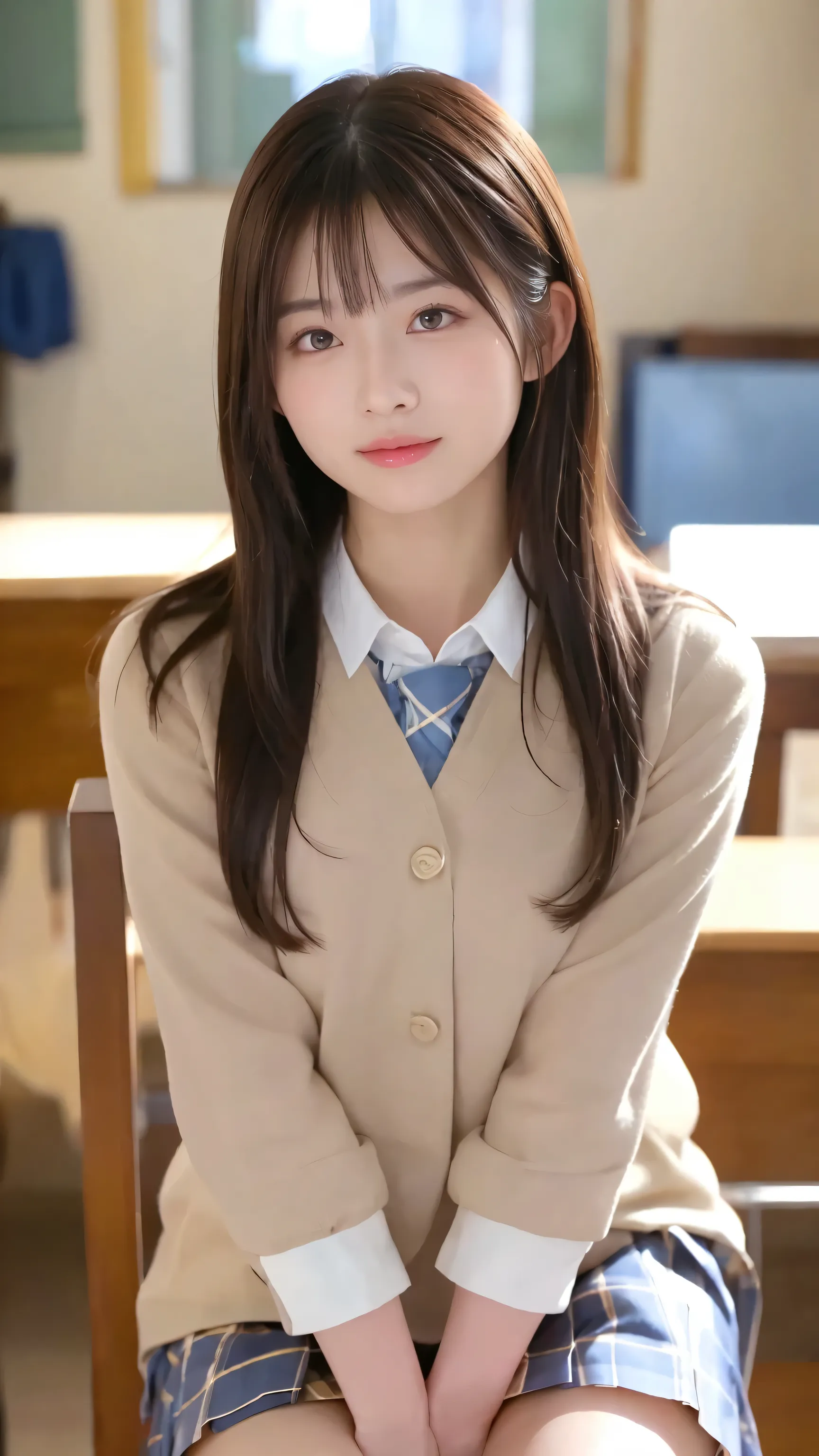 ((masterpiece)), (( top quality)), ( details), (( 非常にdetailsな)), 4K, (8k),  top quality, (  beautiful ),  upper body,  focus on the whole body,  in the classroom ,  cute woman,  1 woman 、  beautiful  mature woman, Alone, ( Japanese High School Uniforms 、 p...