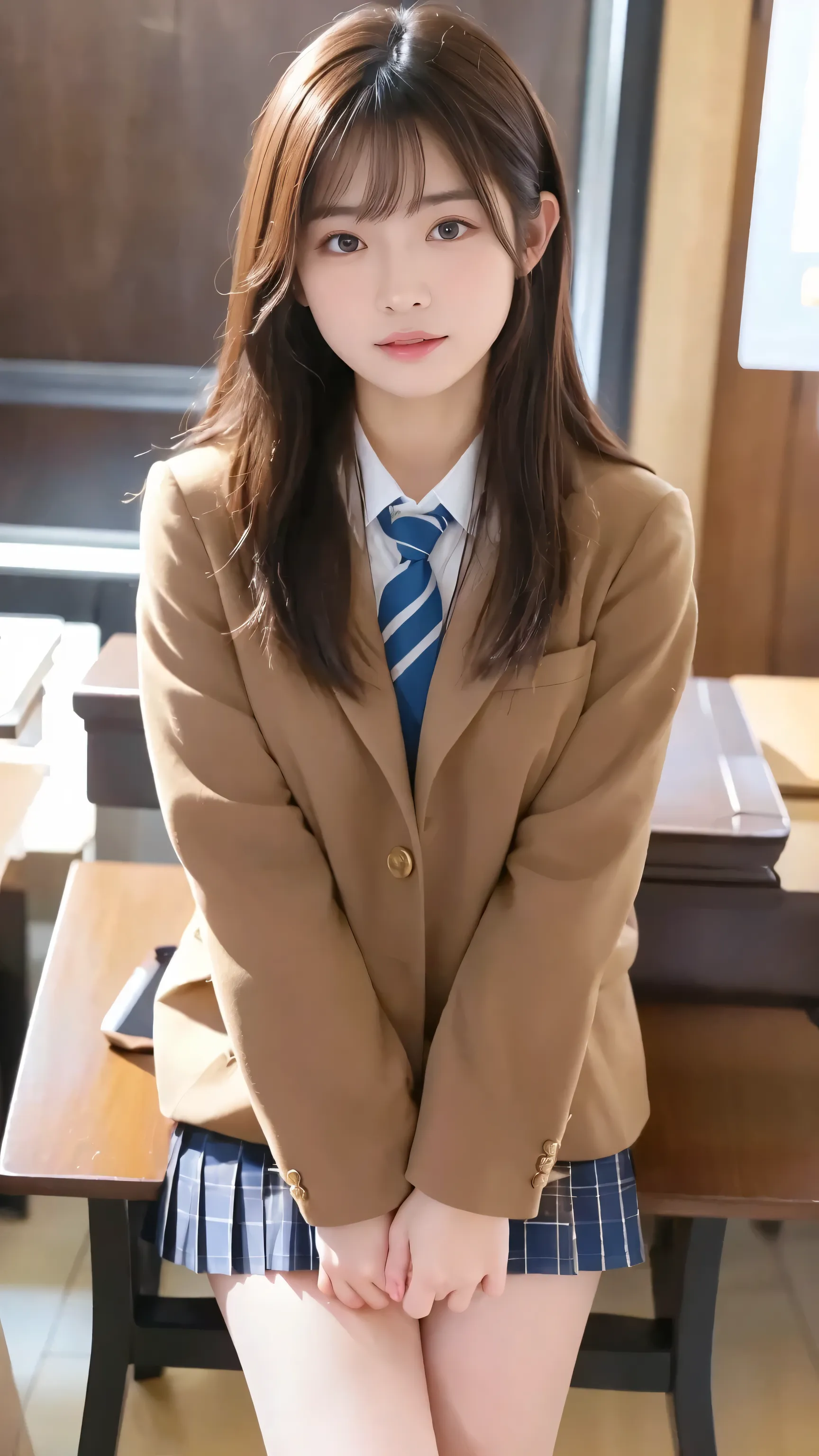 ((masterpiece)), (( top quality)), ( details), (( 非常にdetailsな)), 4K, (8k),  top quality, (  beautiful ),  upper body,  focus on the whole body,  in the classroom ,  cute woman,  1 woman 、  beautiful  mature woman, Alone, ( Japanese High School Uniforms 、 p...
