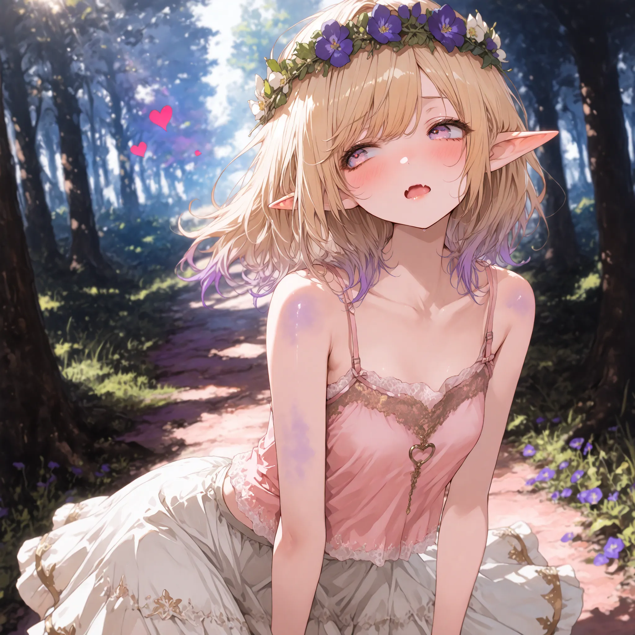 ((Masterpiece)), ((best quality, amazing quality)), (wide shot), ((very aesthetic, absurdres, newest)), ((detailed background, negative space, blurry background, depth of field)), ((1girl)), (cute young girl), (Healthy body, Textured skin, small breast, ti...
