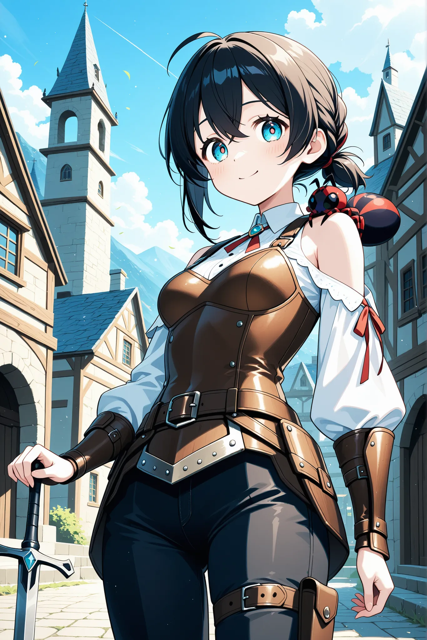 little spider shoulder、little woman、little adventurer, small breasts、western armor