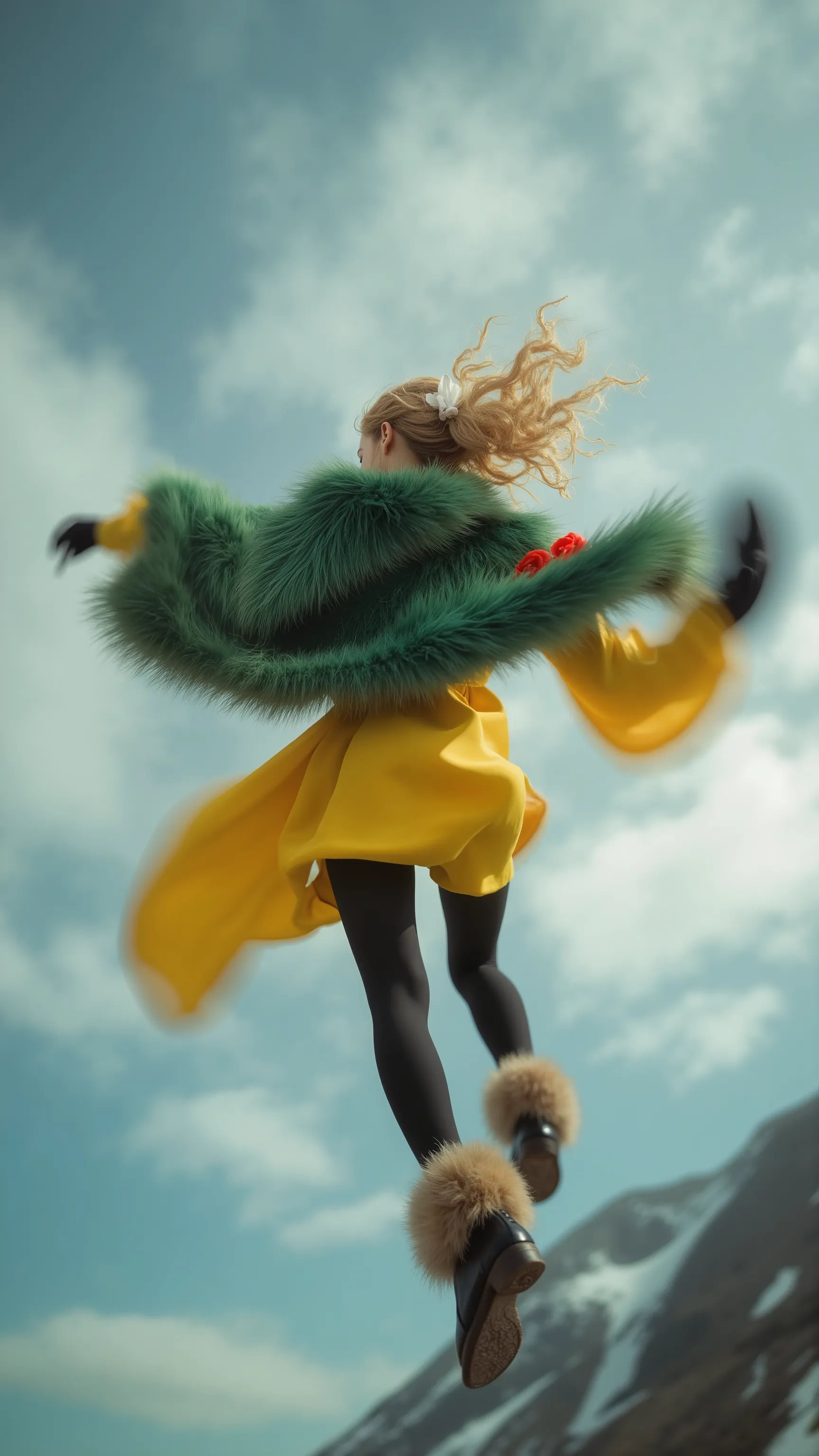 Flying Girl、low-angle view / worm’s-eye viewん、acrobatic pose、WIDEview、((transcendental amazing illustration, 8k, masterpiece :1.2, Sharp Concentration in Naked Clothes :1.2, shallow depth of field:1.2)), Beautiful Swordsman, Ridiculous,   Graceful Back   ,...