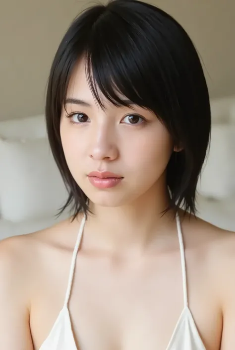 (( PREMIUM QUALITY,  8k )), ((masterpiece)), ( details),     Japanese girl,   first person view   ,One Woman, petite woman ,   Sexy,(  in the bedroom),(((    absurdly large breasts ,    completely naked,  beautiful breasts, short bob hair , black hair))), ...