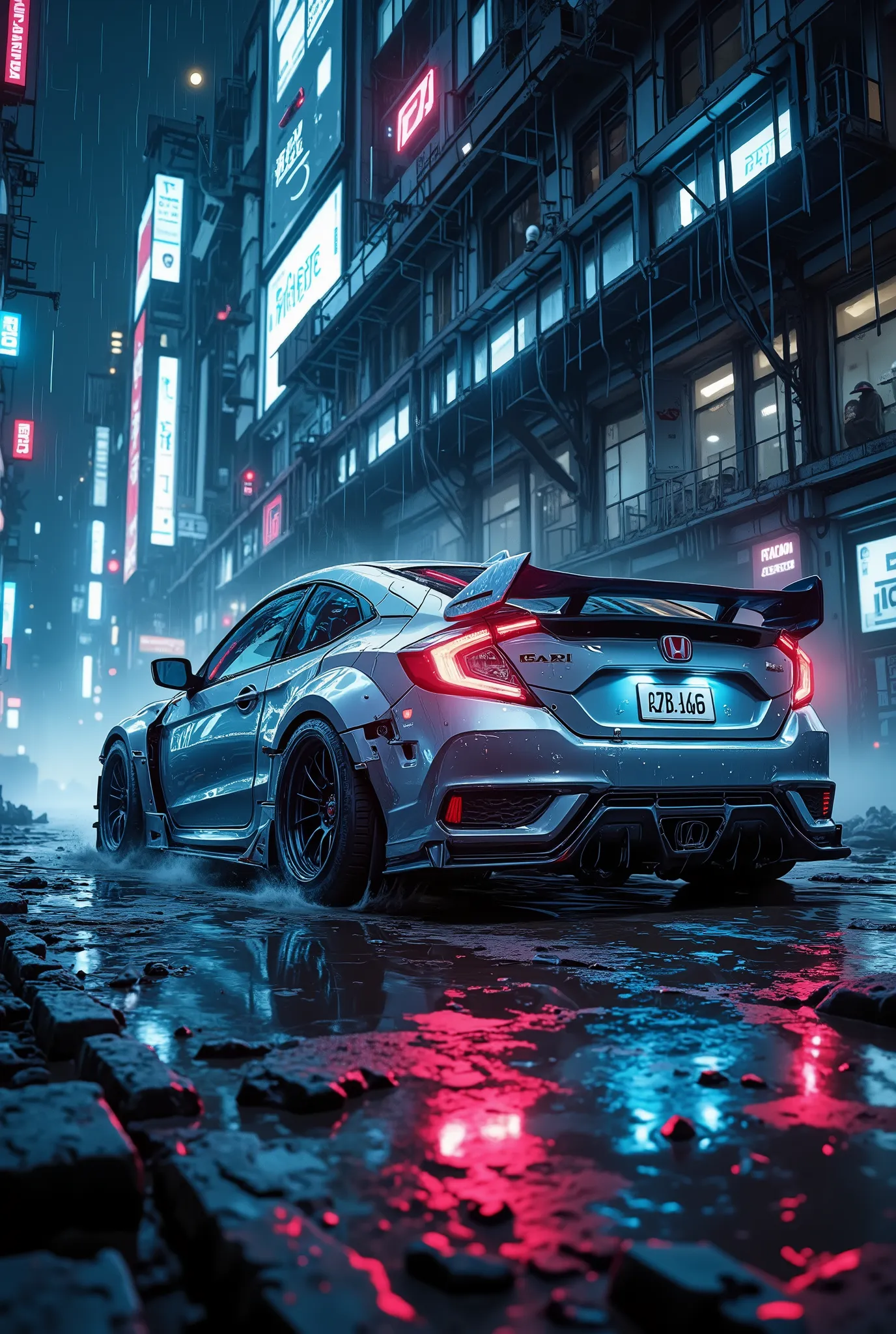 SeaArt Бот
Upscaling
Студия
14:03:37
A highly detailed, cinematic close-up photograph of a luxurious, bright, silver-tinted drift car, the coupe Honda Civic 6th generation, with low suspension, turned-out wheels, spoiler dominating the frame, its sleek bod...