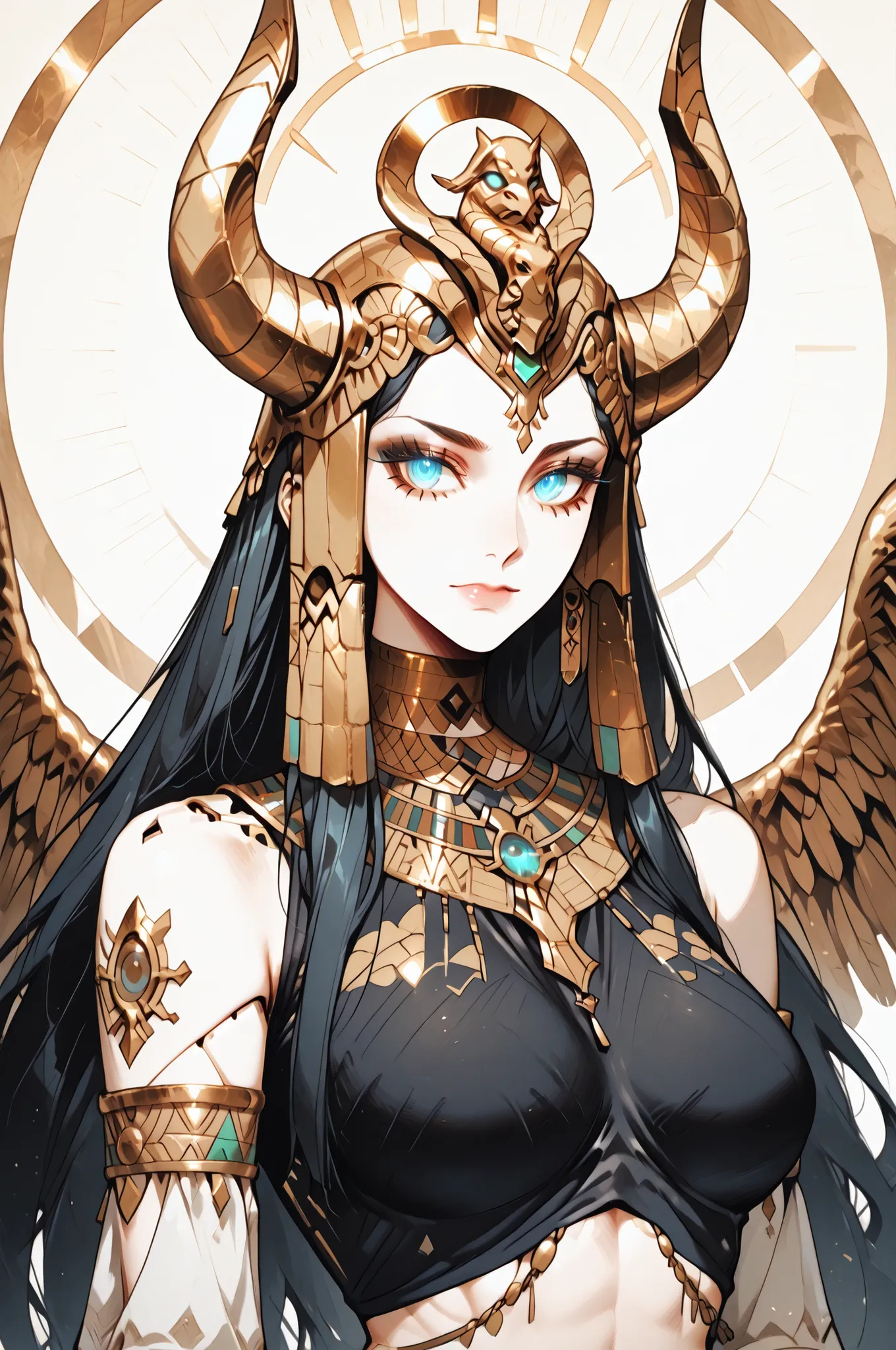 A magnificent and mythical humanoid figure is captured in an intricate and dynamic pose, reminiscent of a futuristic gargoyle or a legendary creature. This character possesses a striking blend of ornate armor and organic features, merging artistry with a s...