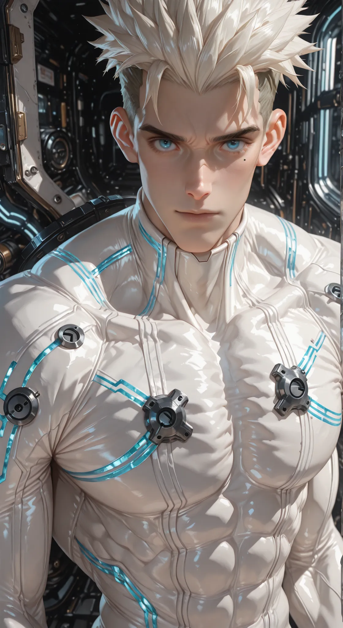 (masterpiece:1.35), (very aesthetic, best quality:1.3), highly detailed, dark environment, backlit, absurdres, close-up view,  hyperdetailed realism, addmicrodetails, realistic 3d artstyle, detailed shading, realistic clothing and textures, solo, looking a...
