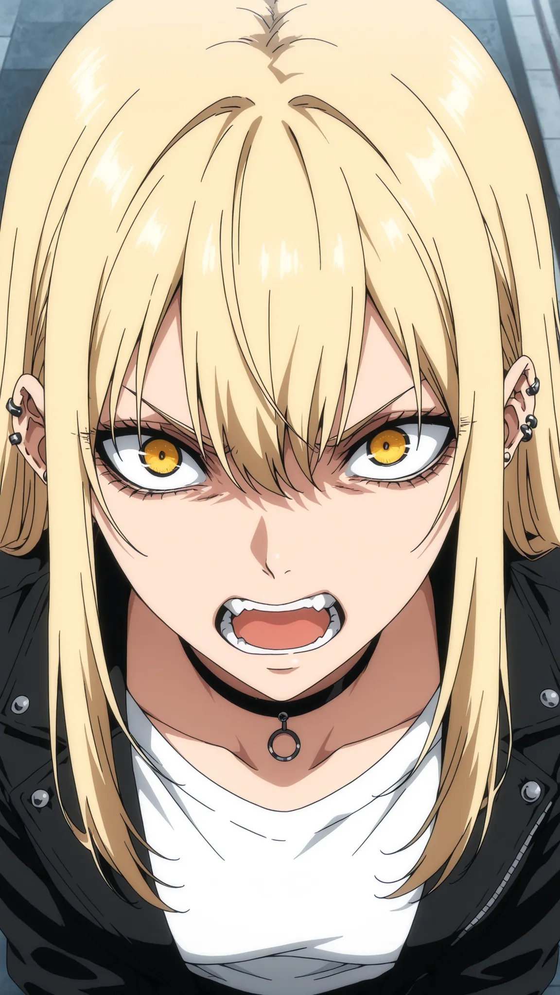 Guideau, The Witch And The Beast
High quality ,  best quality , masterpiece,  High Resolution , anatomically correct, anime coloring,
solo, 1 girl, adult, cool woman​,
blonde hair, yellow eyes, long hair, jewelry, earrings, piercing, choker, ear piercing, ...
