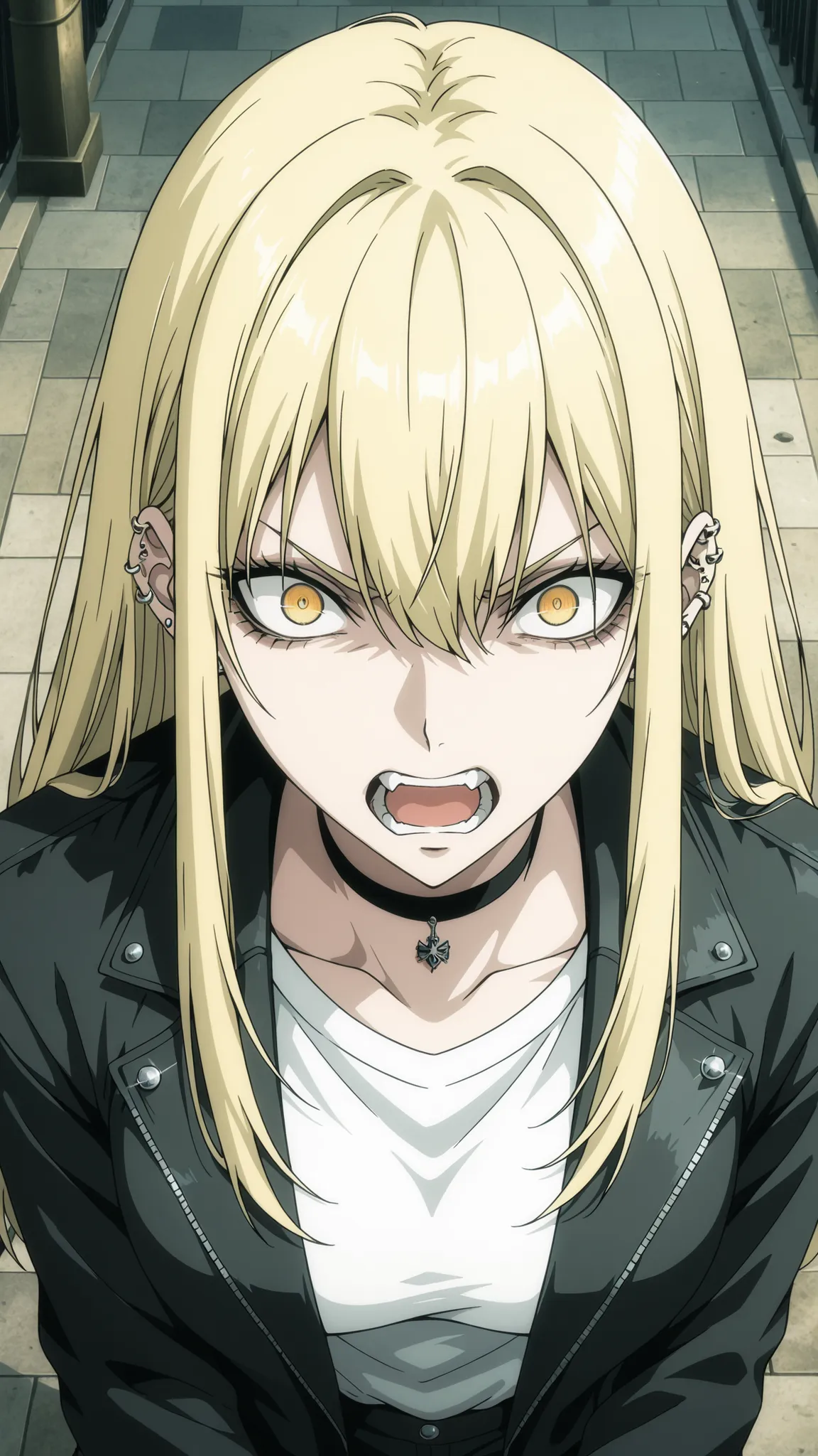 Guideau, The Witch And The Beast
High quality ,  best quality , masterpiece,  High Resolution , anatomically correct, anime coloring,
solo, 1 girl, adult, cool woman​,
blonde hair, yellow eyes, long hair, jewelry, earrings, piercing, choker, ear piercing, ...