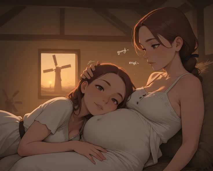 countryside meadow, windmill, Scandinavian woman, Scandinavian blouse, hair extension,
fully dressed, covered navel, belly concealed by clothes,
visible forehead, freckles, moles, detailed eyes, detailed lips,
slim body, slim waist, slim belly, skinny, ath...