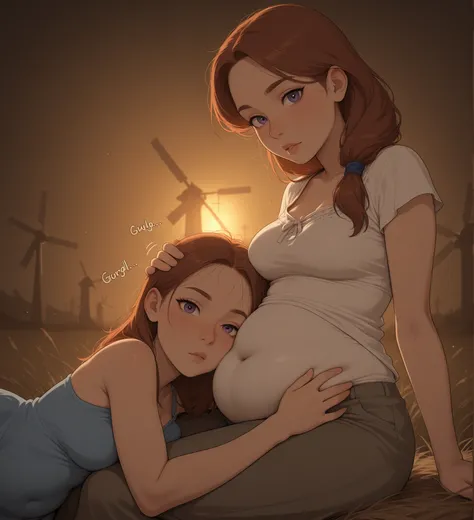 countryside meadow, windmill, Scandinavian woman, Scandinavian blouse, hair extension,
fully dressed, covered navel, belly concealed by clothes,
visible forehead, freckles, moles, detailed eyes, detailed lips,
slim body, slim waist, slim belly, skinny, ath...